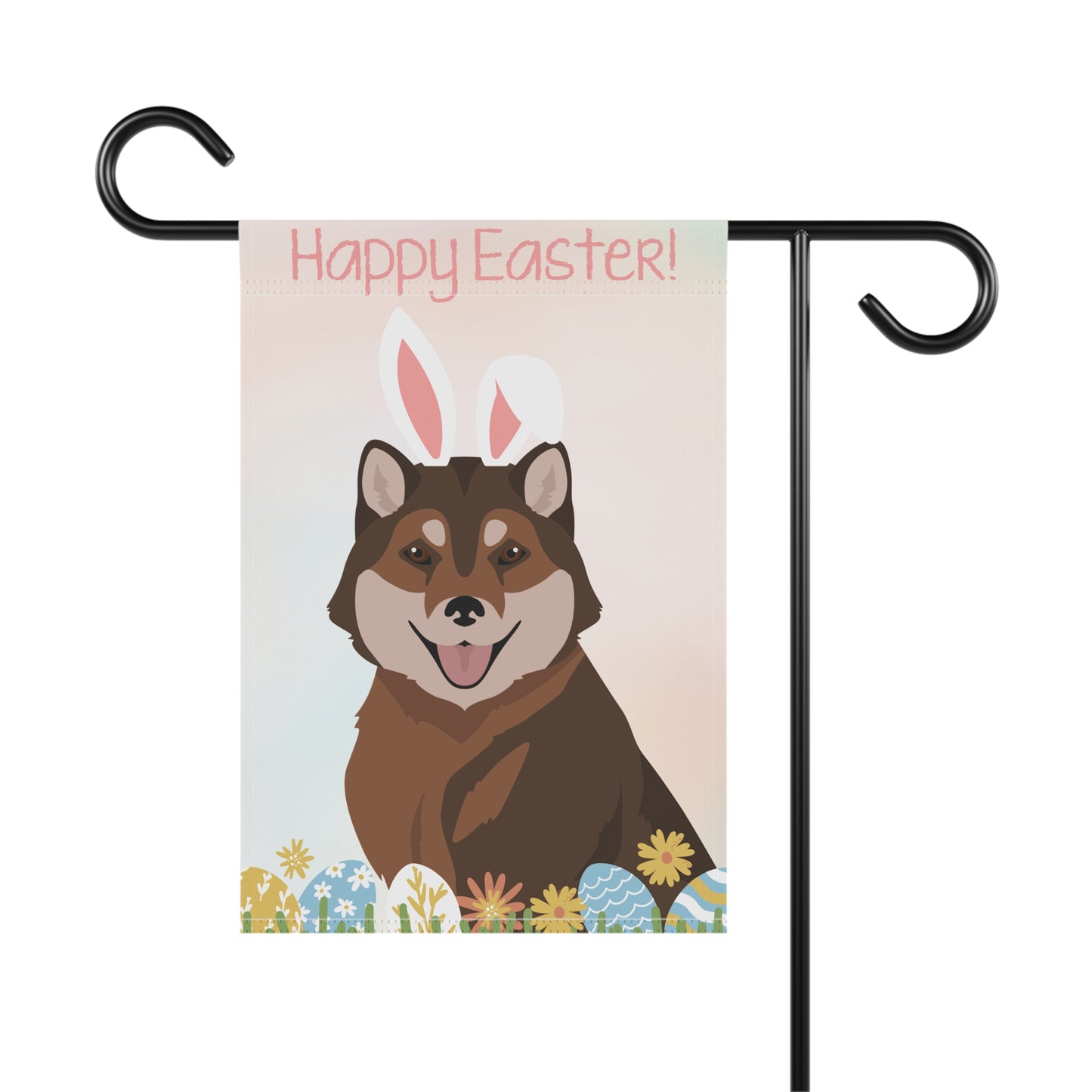 Hokkaido Dog Happy Easter Garden Flag