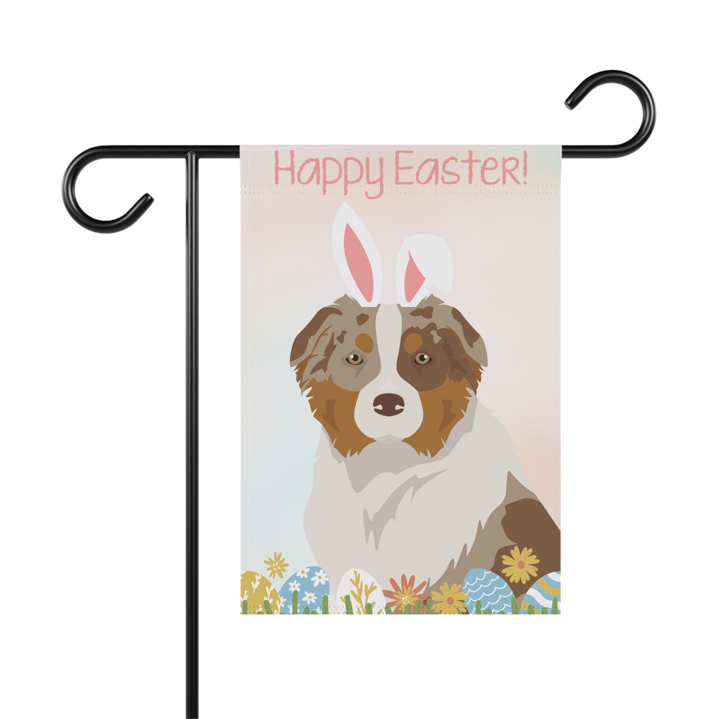 Australian Shepherd Dog Happy Easter Garden Flag