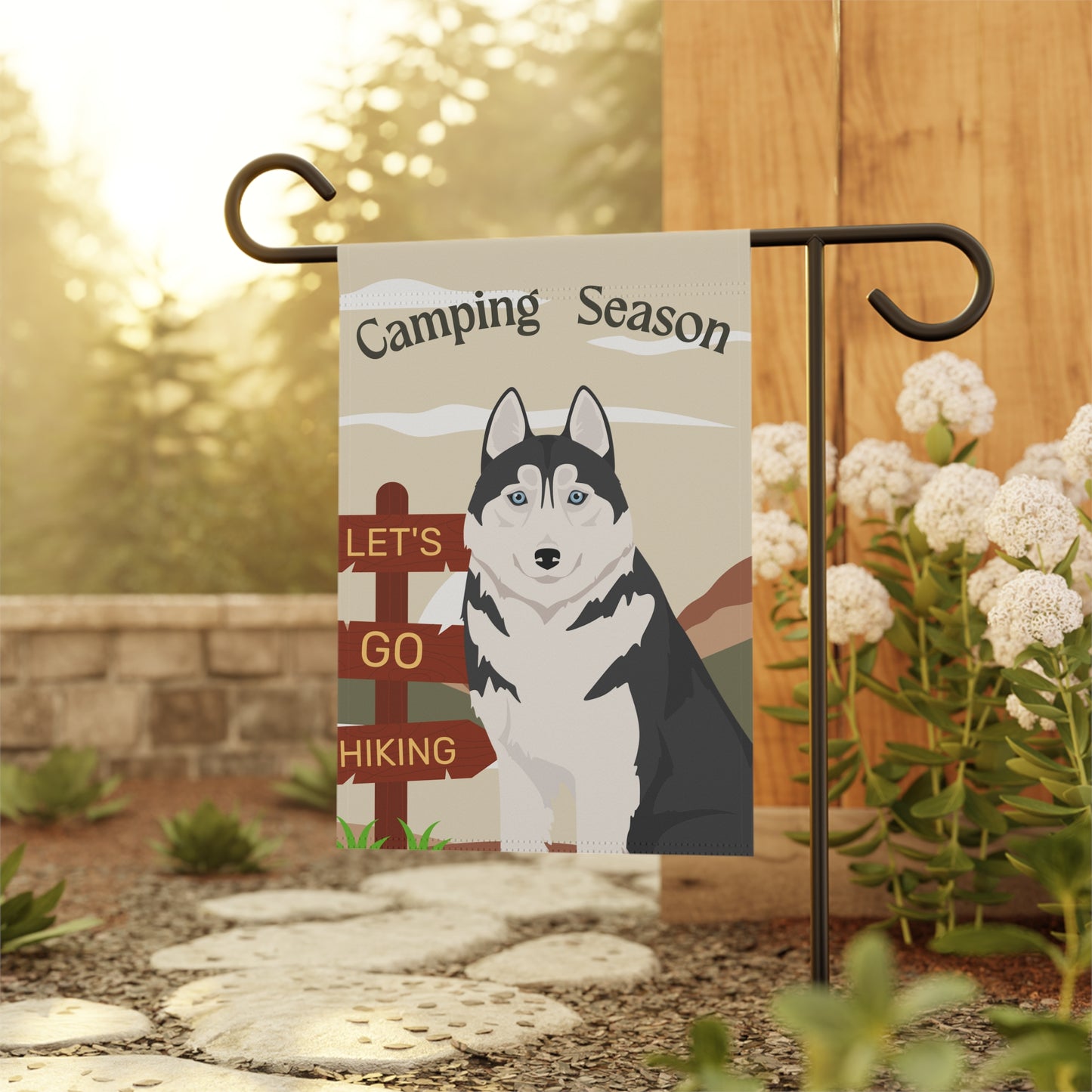 Siberian Husky Dog Camping Garden Flag