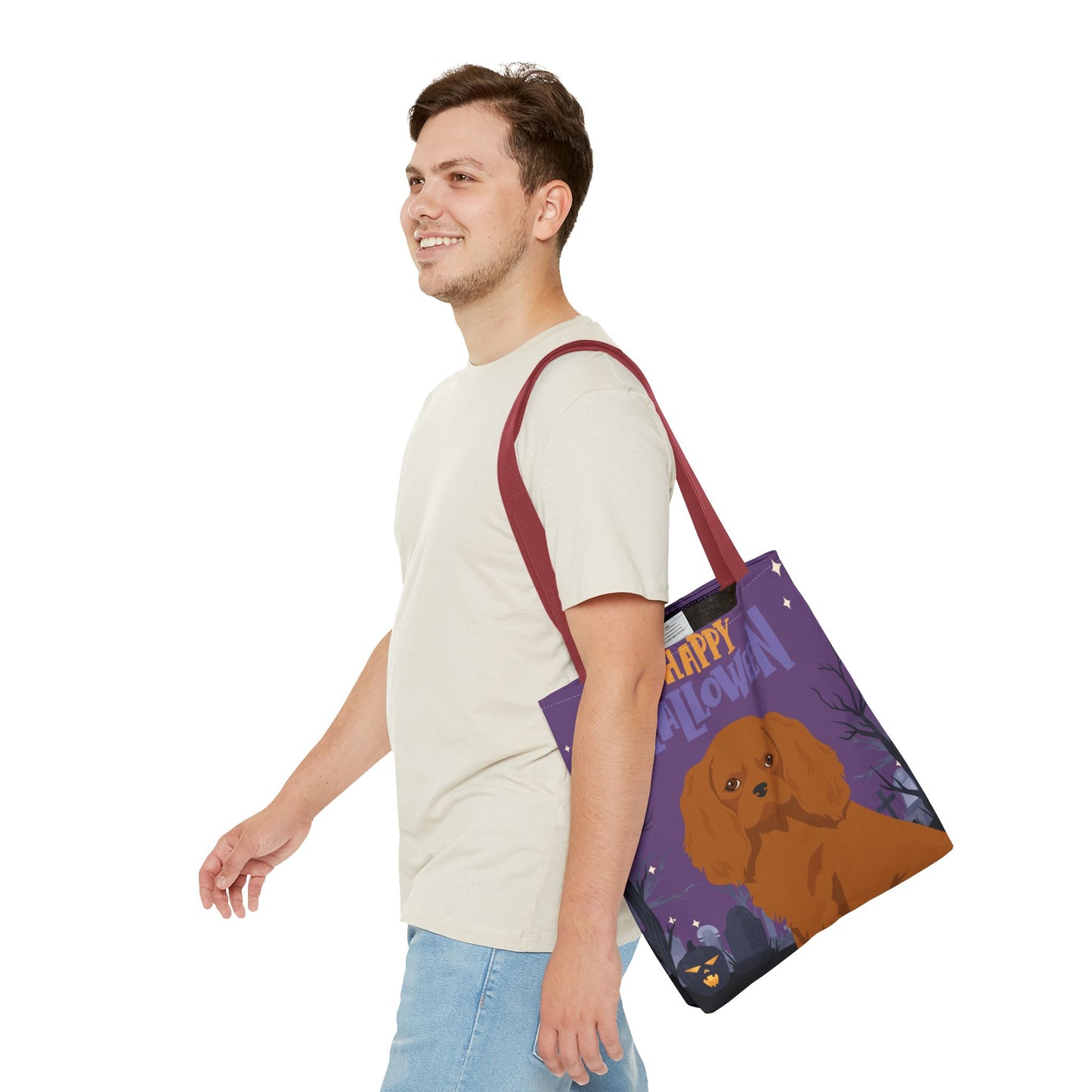 Cavalier King Charlre Spaniel Dog Happy Halloween Tote Bag 16x16