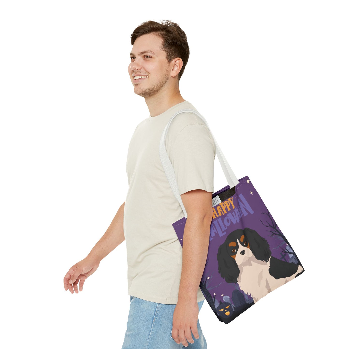 Cavalier King Charlre Spaniel Dog Happy Halloween Tote Bag 16x16