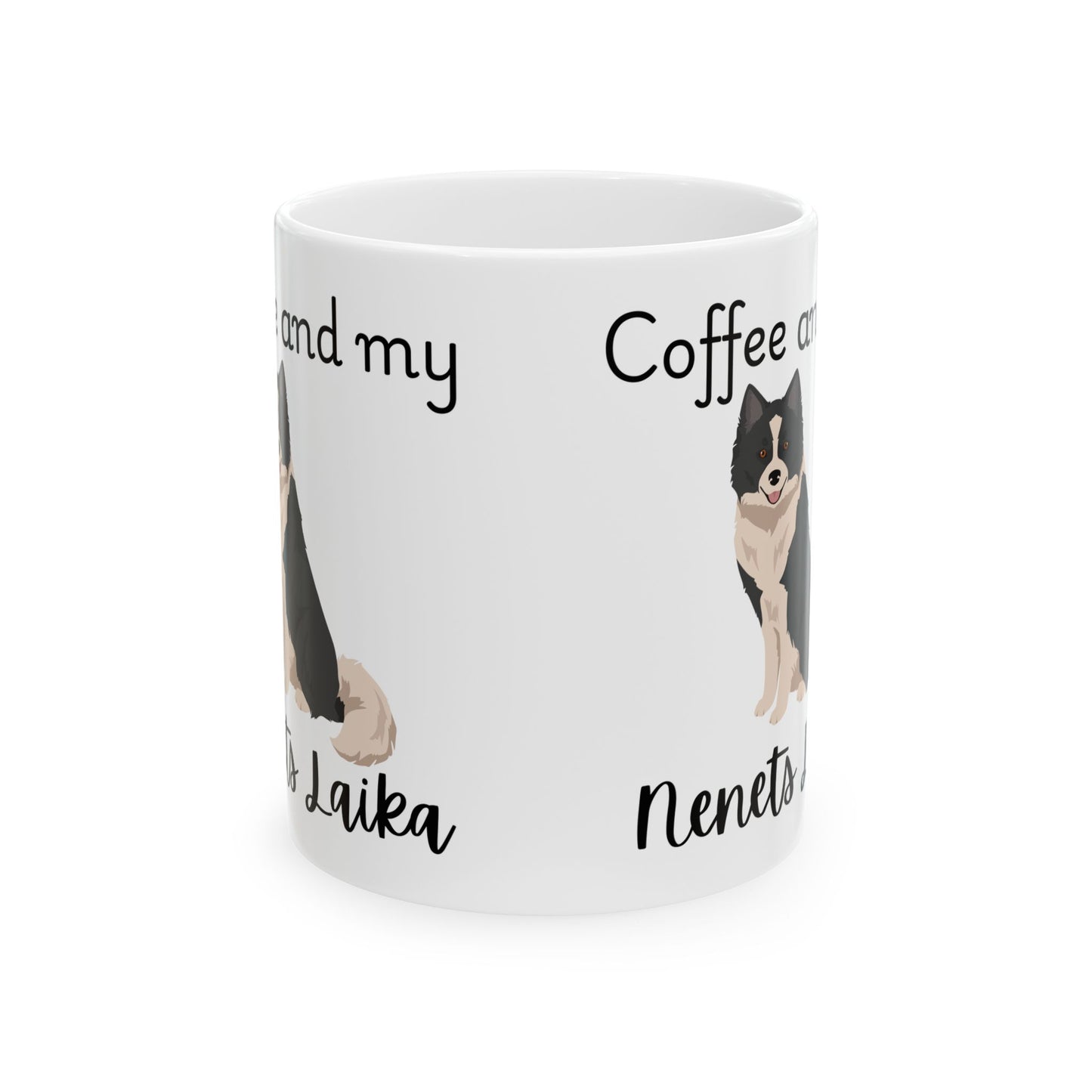 Coffee and My Nenets Laika Ceramic Mug | Dog Lover Gift, Pet Owner Cup, Cute Mug for Dog Moms, Funny Mug for Coffee Lovers