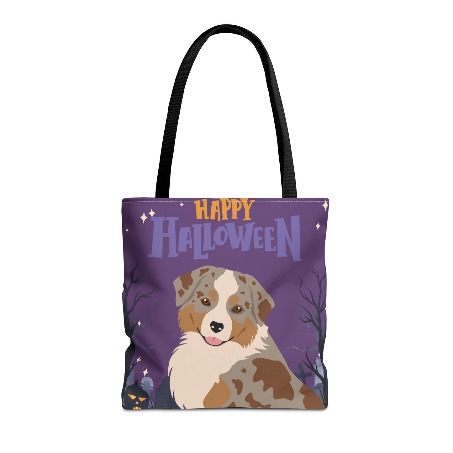 Miniature American Shepherd Dog Happy Halloween Tote Bag 16x16