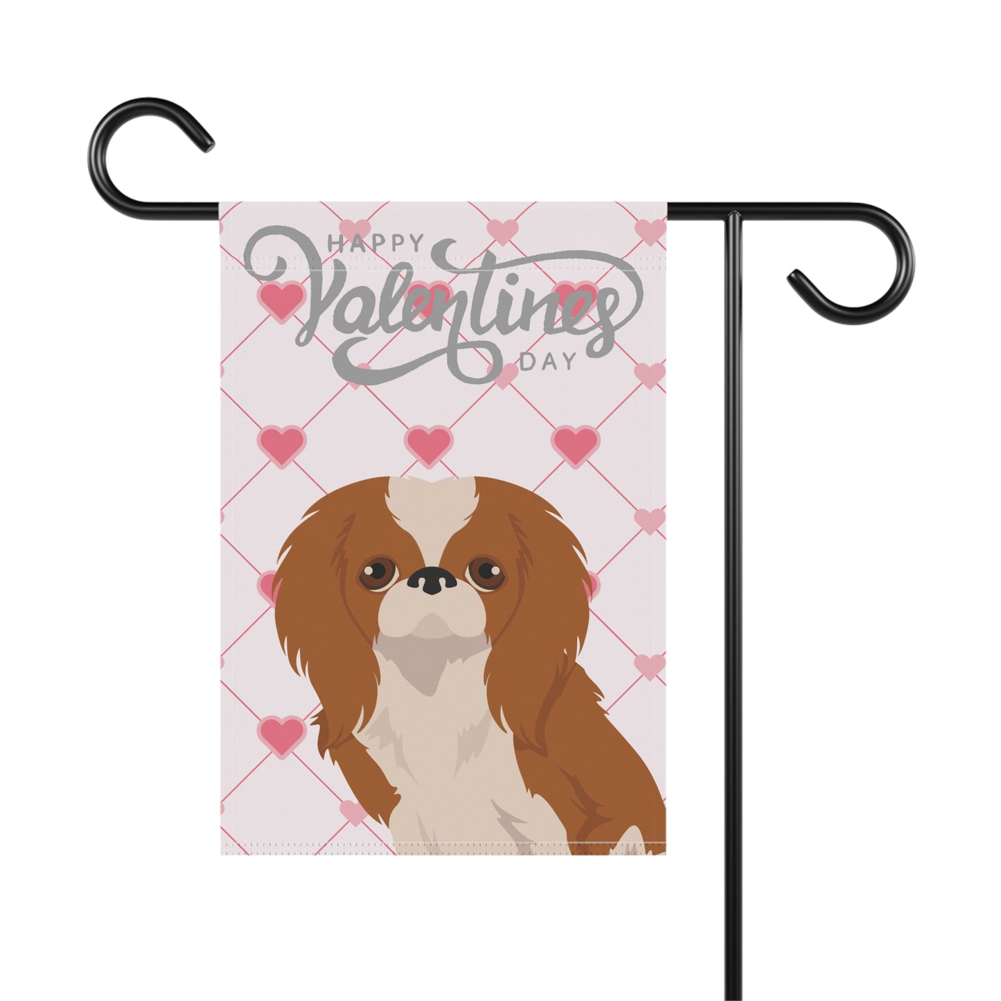 Japanese Chin Dog Valentines Day Garden Flag