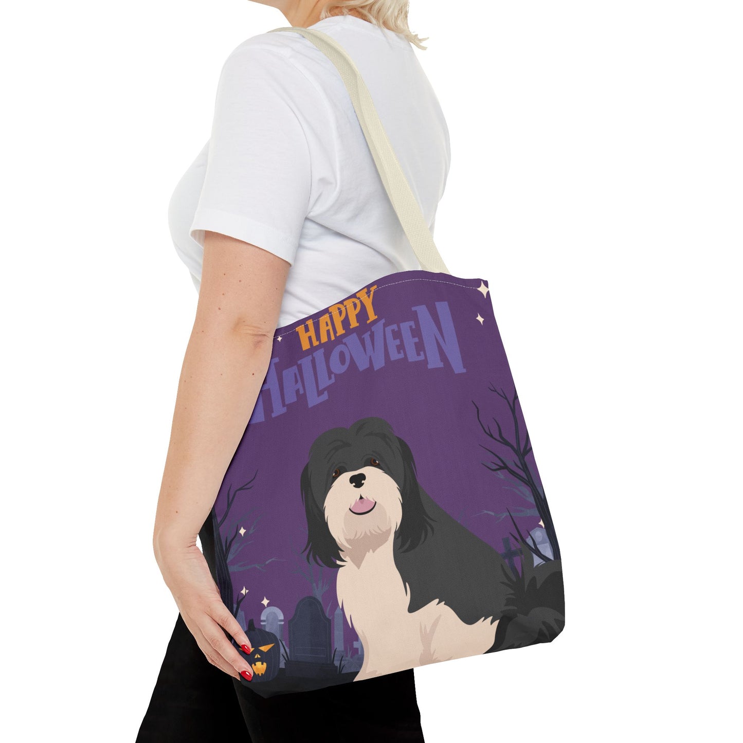 Lhasa Apso Dog Happy Halloween Tote Bag 16x16