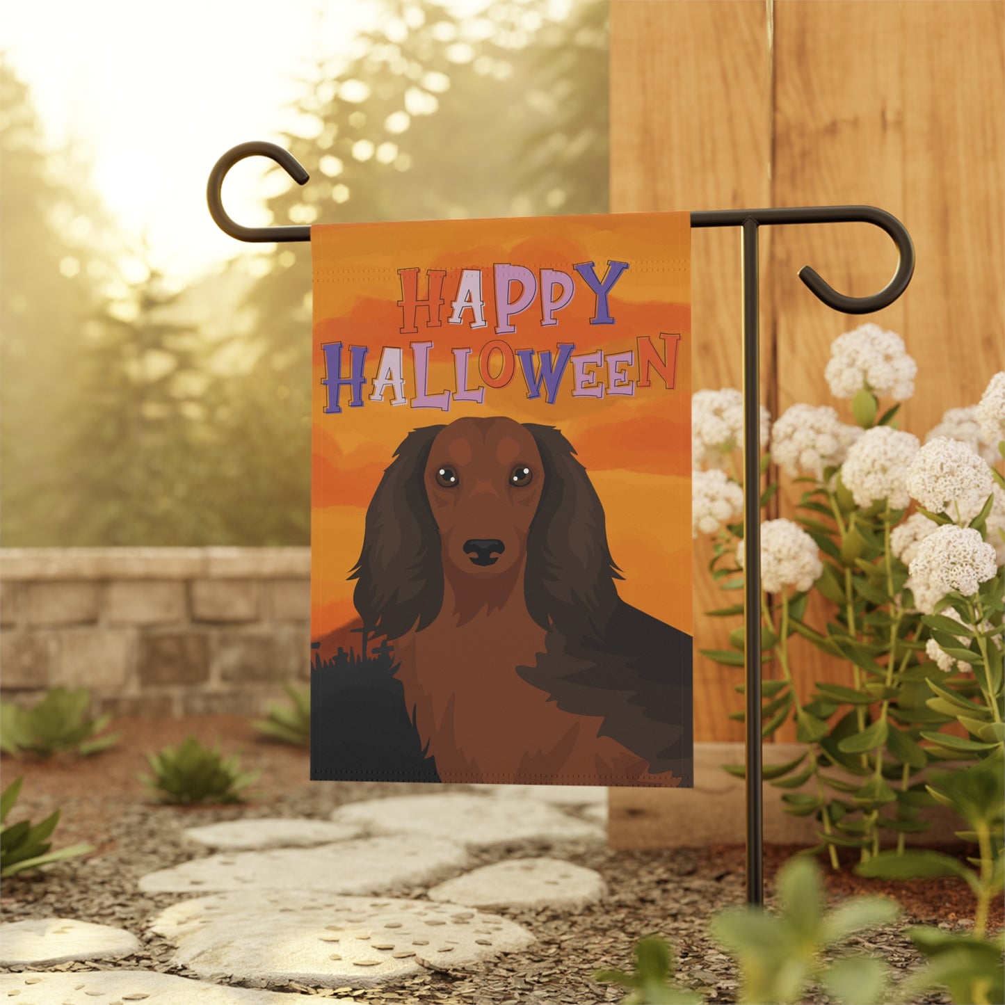Dachshund Dog Halloween Garden Flag