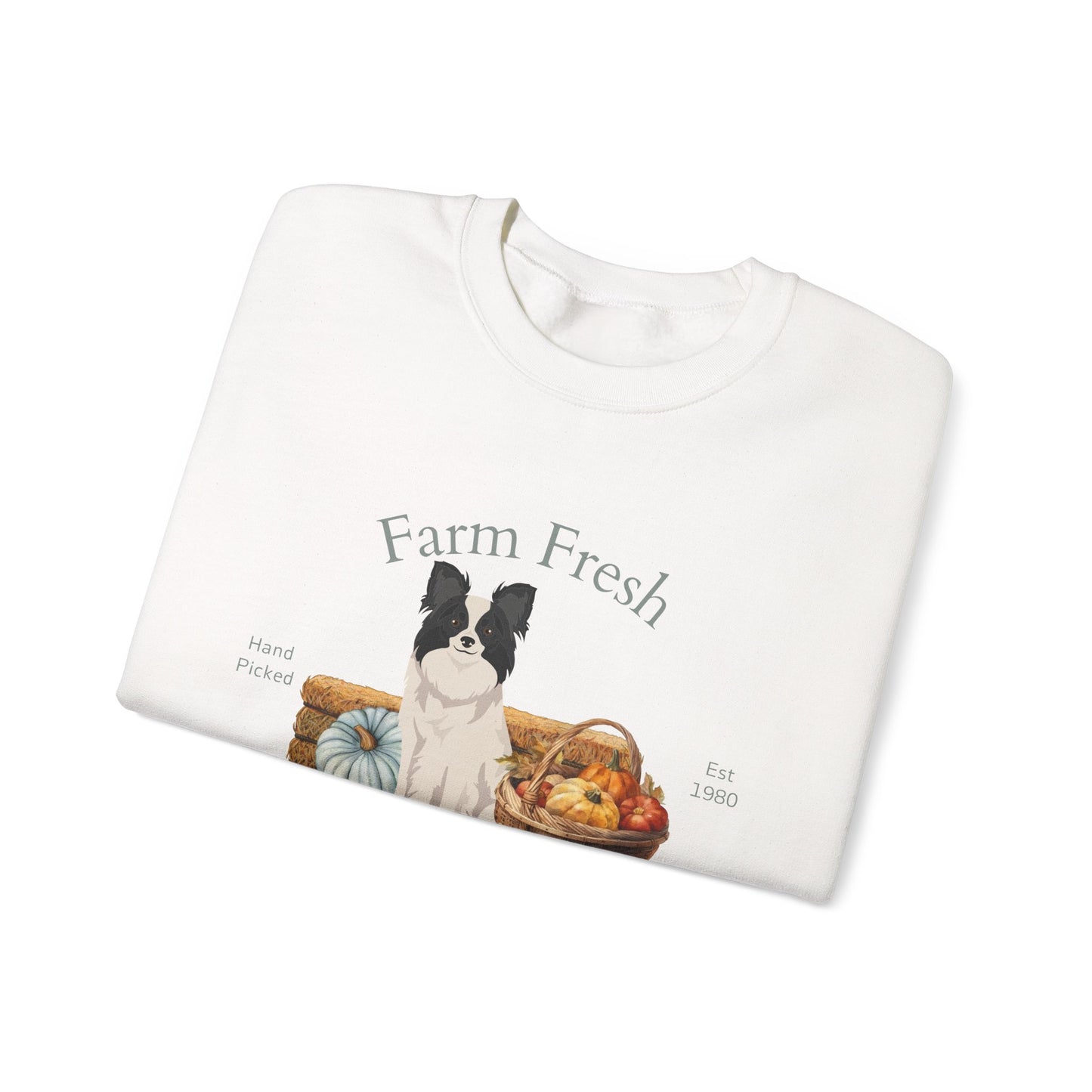 Papillon Dog Fall Farm Fresh Unisex Heavy Blend Crewneck Sweatshirt