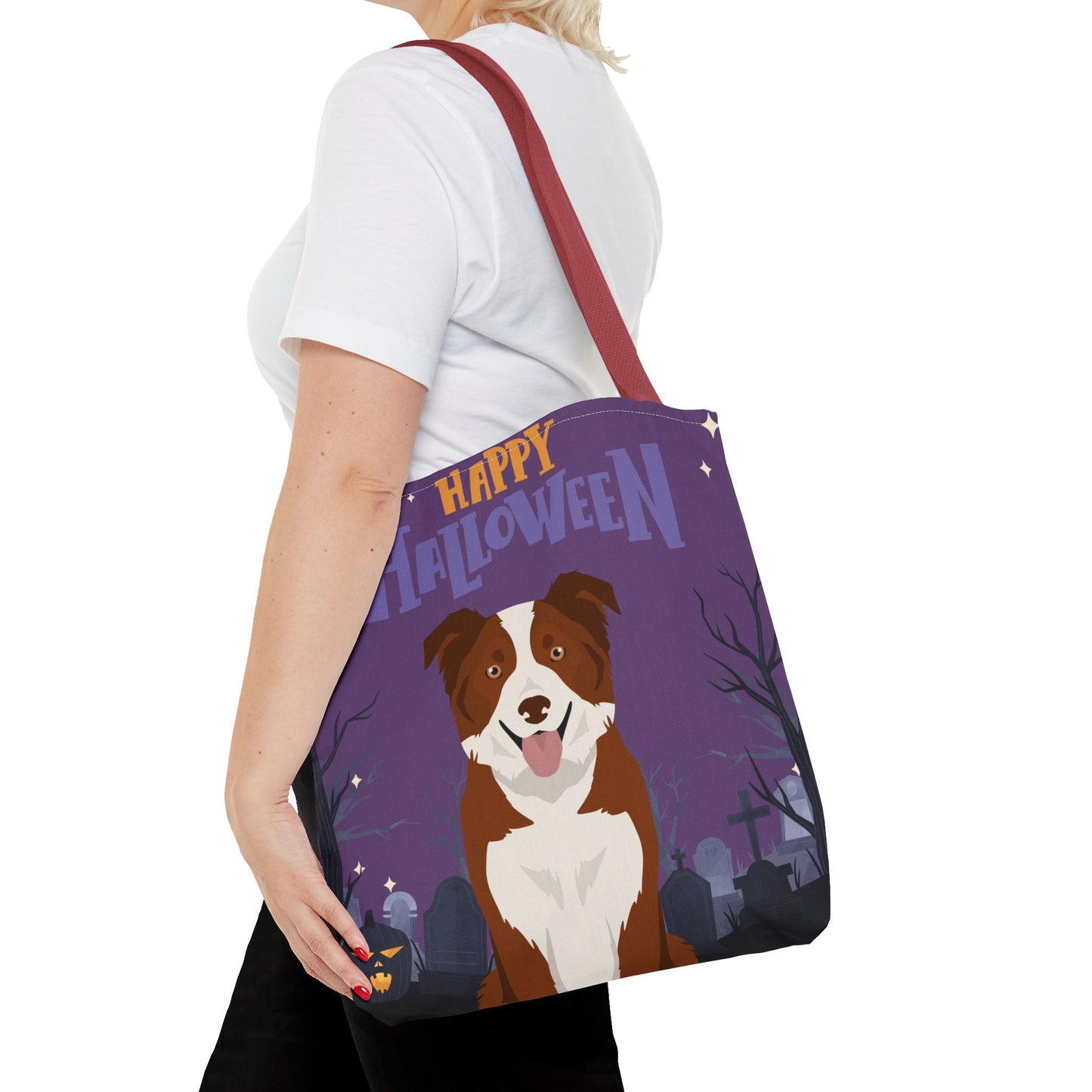 Border Collie Dog Happy Halloween Tote Bag 16x16