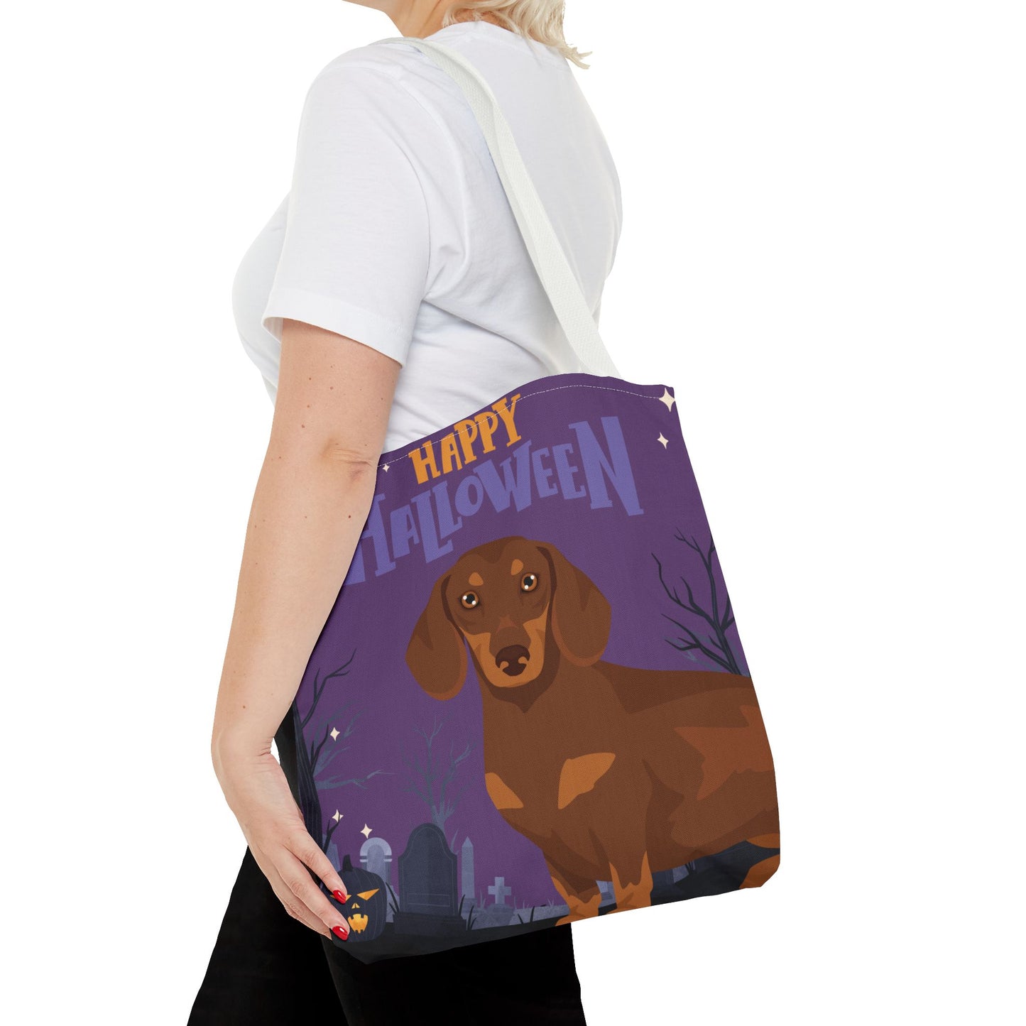 Dachshund Dog Happy Halloween Tote Bag 16x16