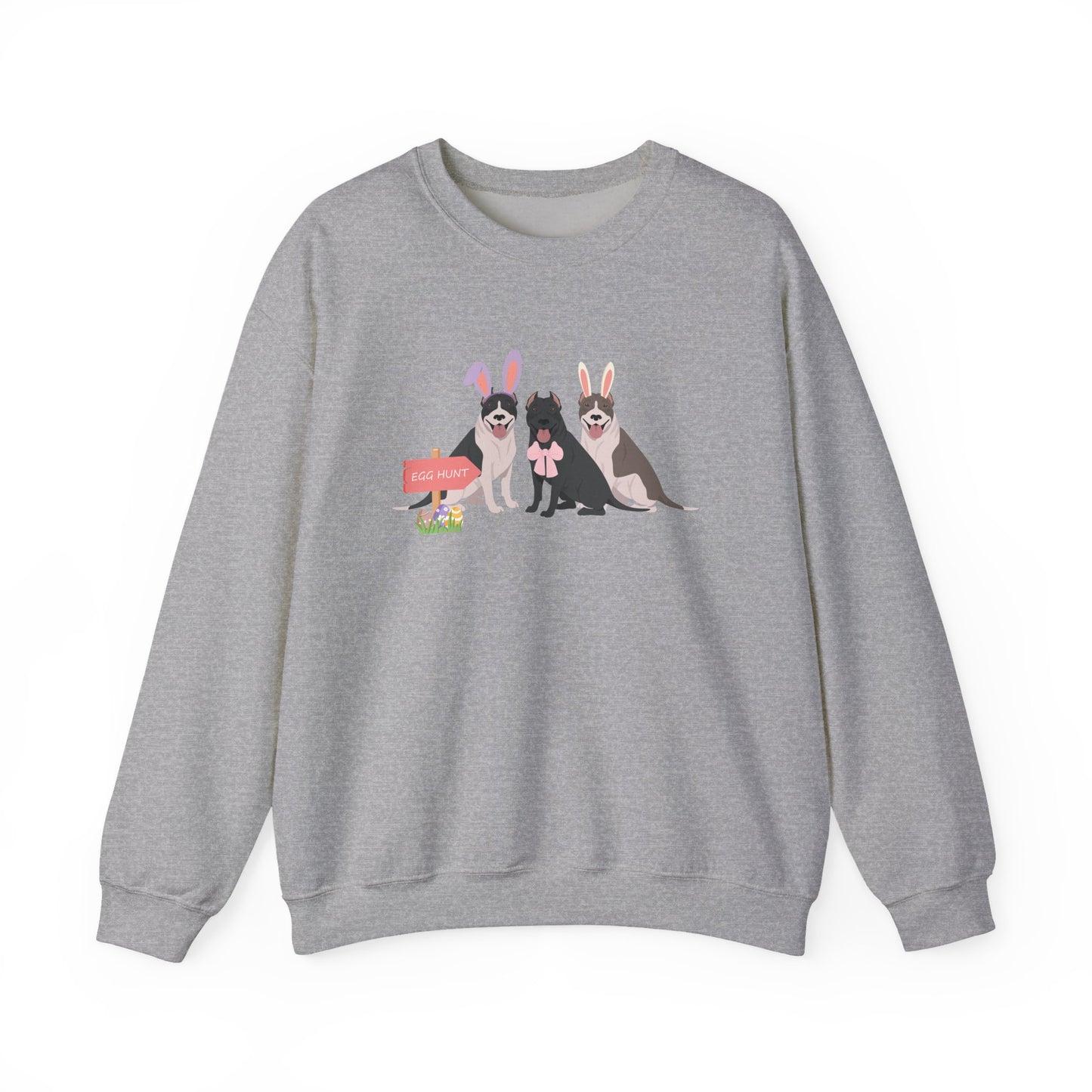 Pit Bull Dog Easter Unisex Heavy Blend Crewneck Sweatshirt, easter, Cute Dog Mom Gift