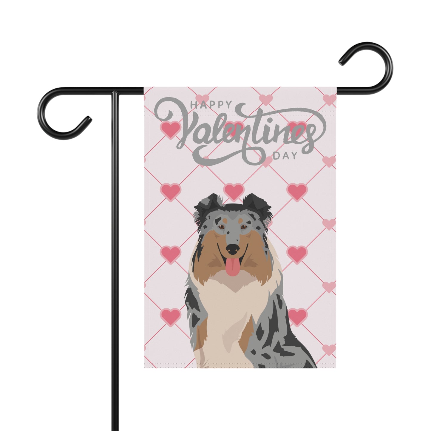 Collie Dog Valentines Day Garden Flag