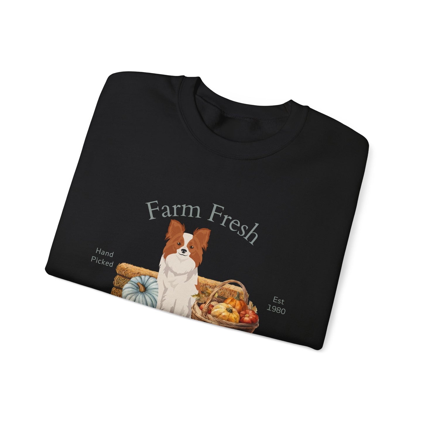 Papillon Dog Fall Farm Fresh Unisex Heavy Blend Crewneck Sweatshirt