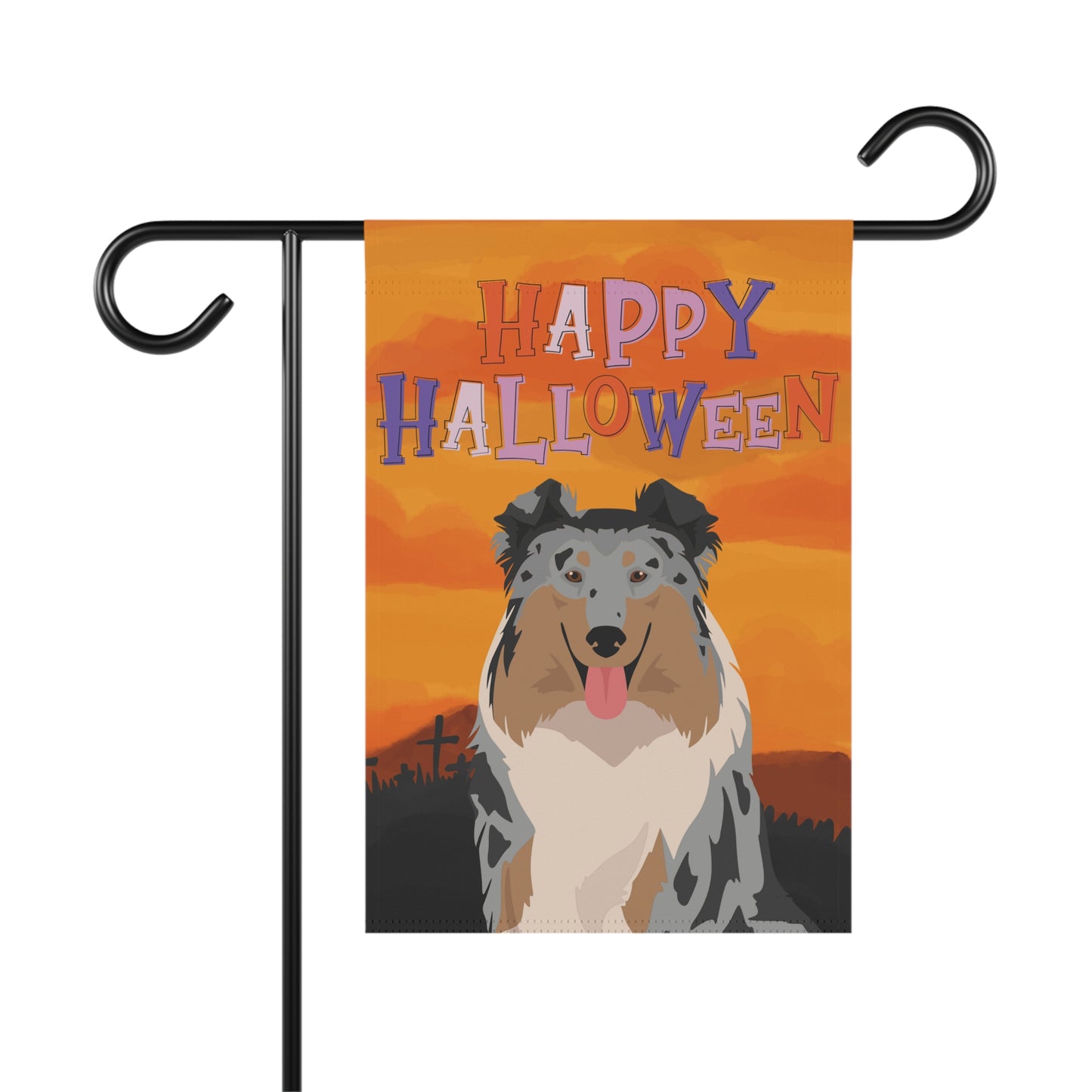 Collie Dog Halloween Garden Flag