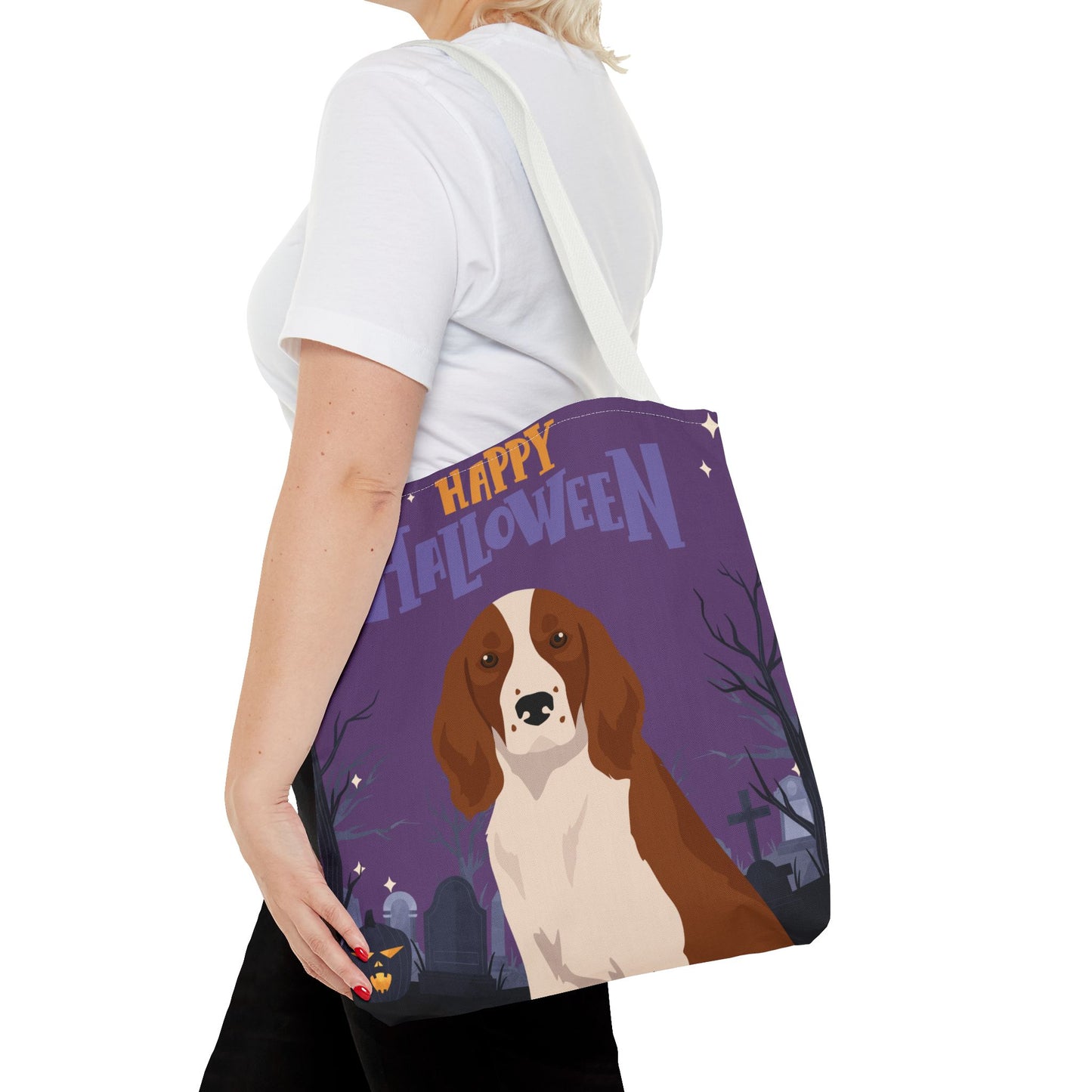 Welsh Springer Spaniel Dog Happy Halloween Tote Bag 16x16
