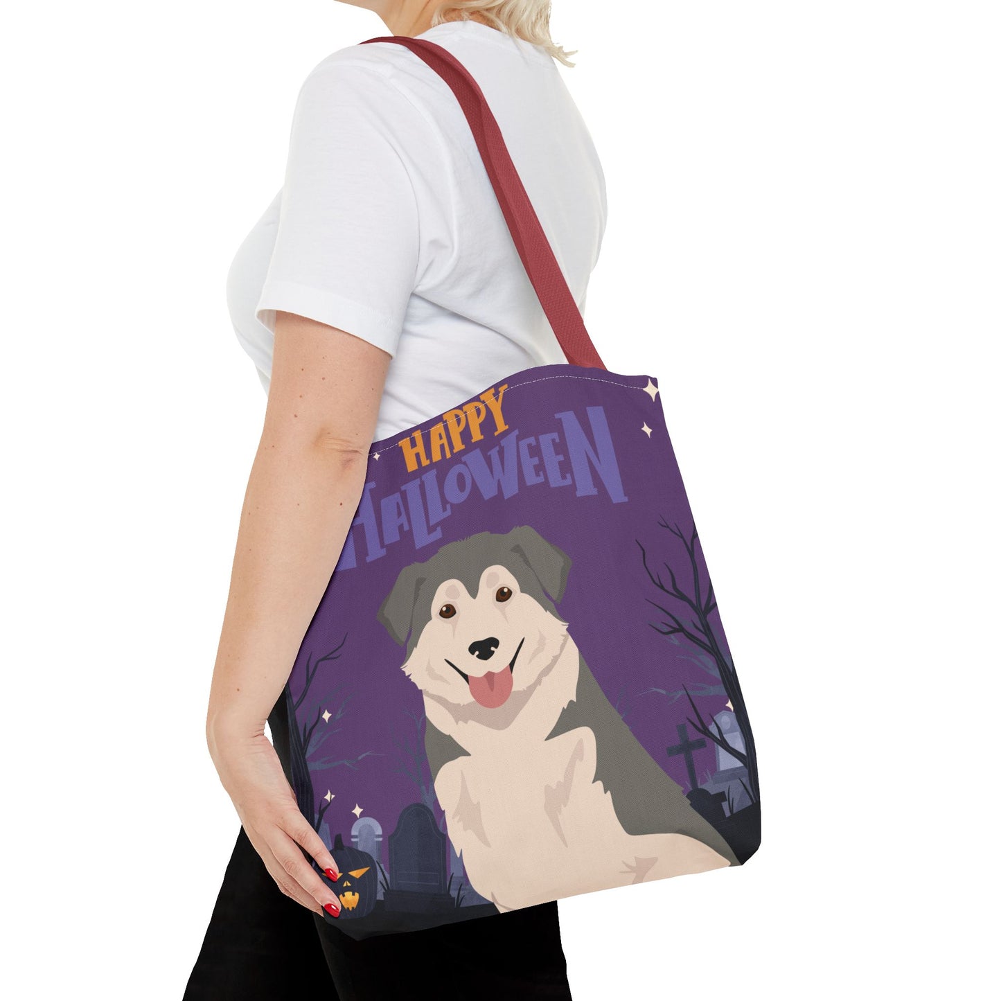 Aidi Dog Happy Halloween Tote Bag 16x16