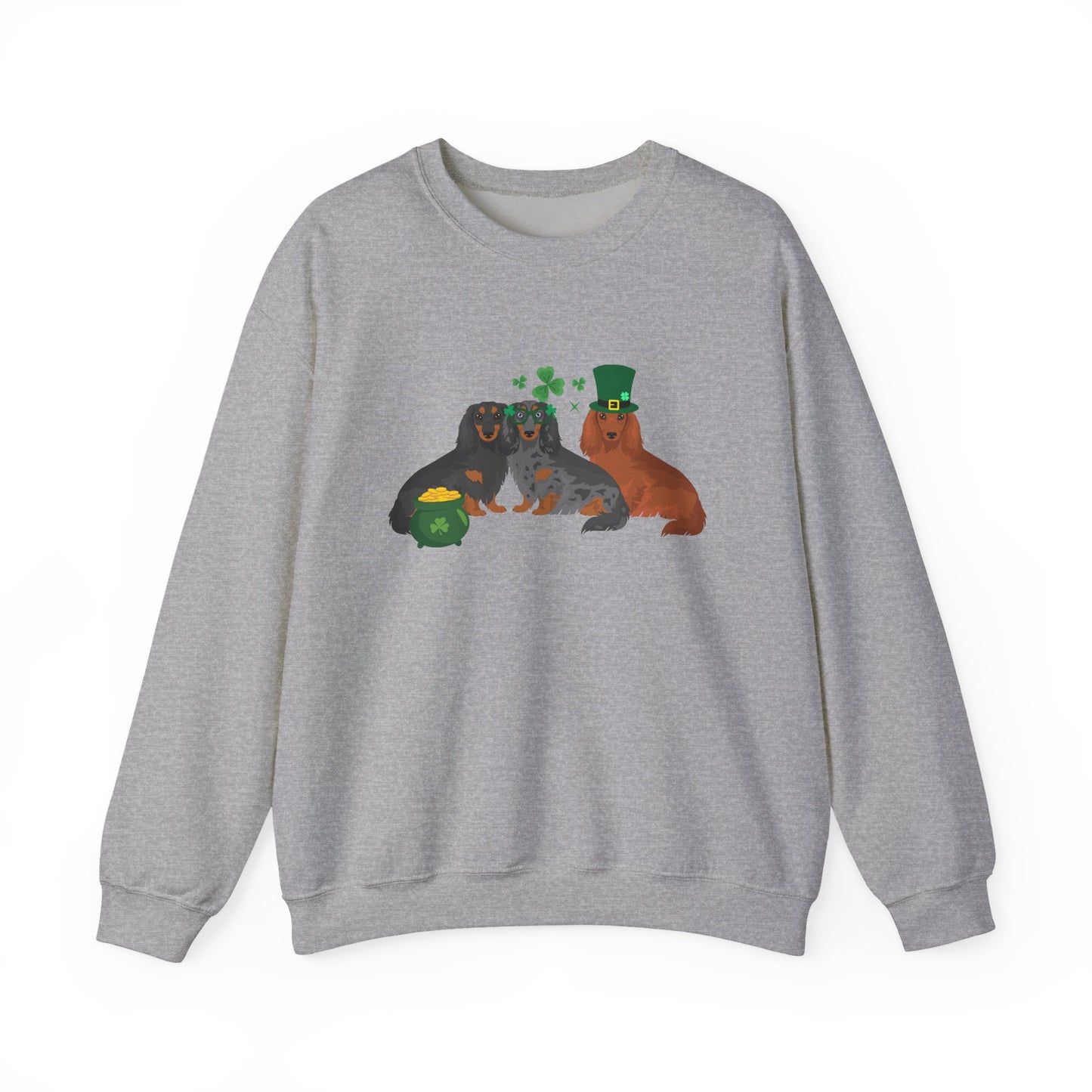 Dachshund Dog St Patricks Day Unisex Heavy Blend Crewneck Sweatshirt, St Pattys day, Cute Dog Mom Gift