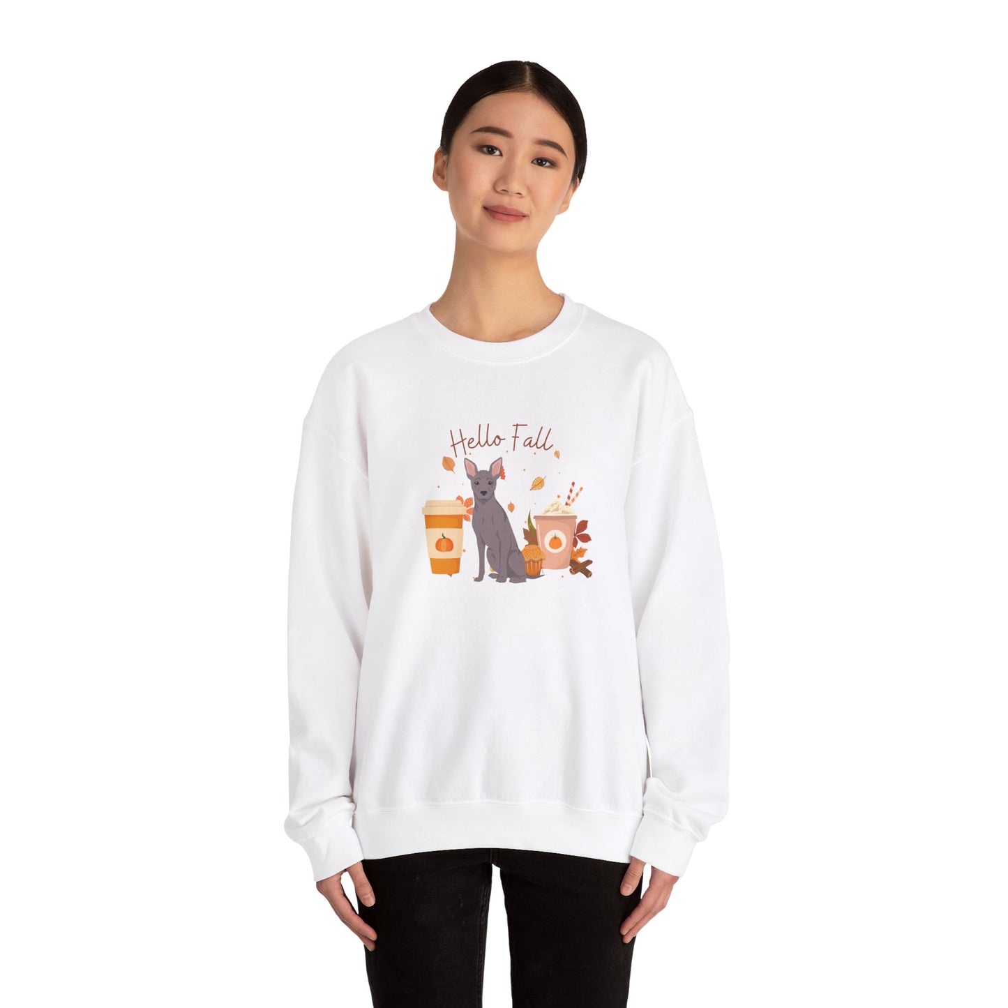 American Hairless Terrier Dog Fall Unisex Heavy Blend Crewneck Sweatshirt