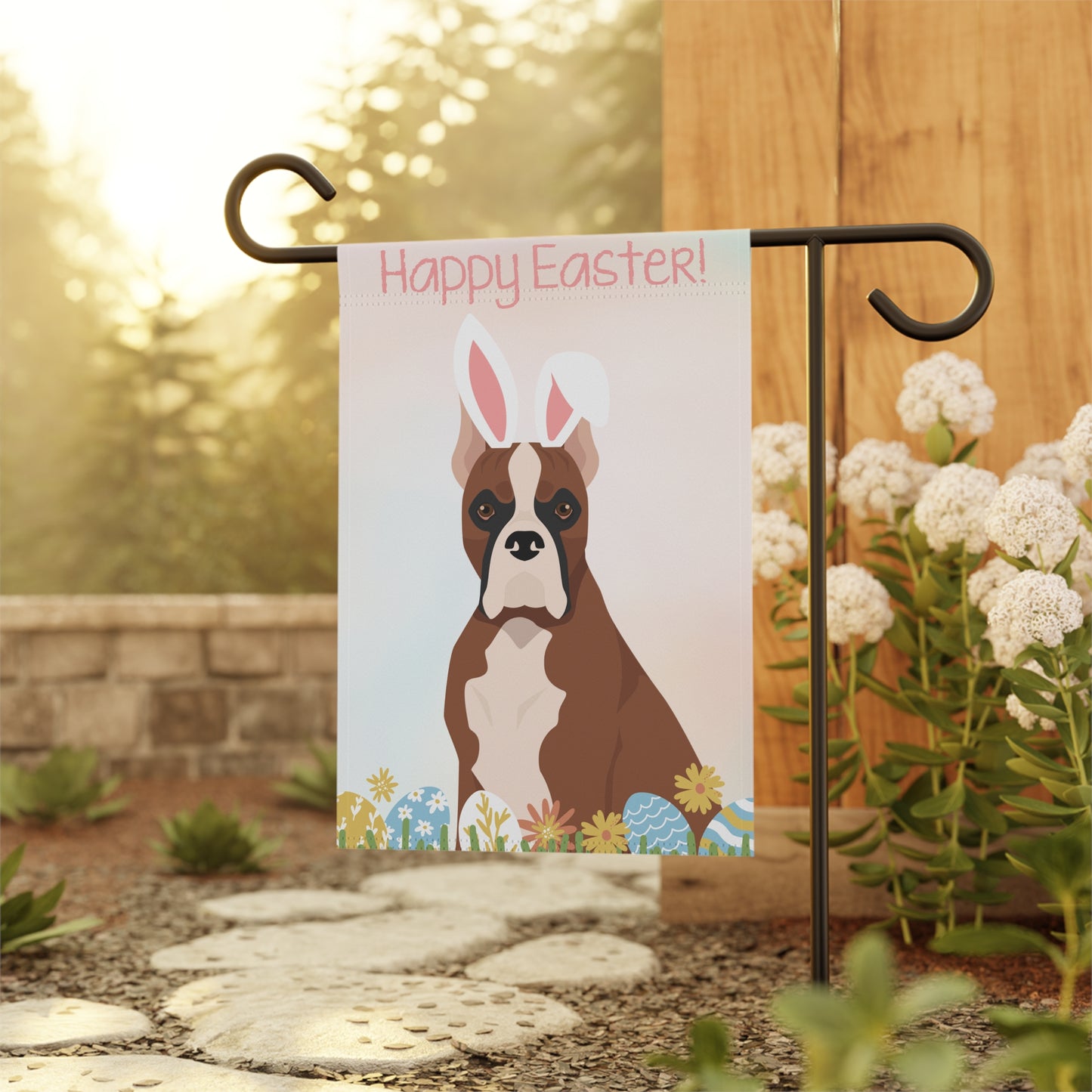 Boxer Dog Happy Easter Garden Flag
