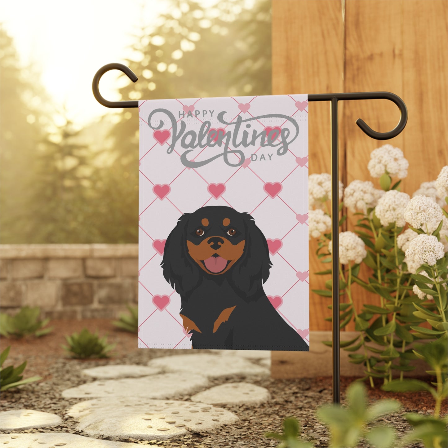 Cavalier King Charles Spaniel Dog Valentines Day Garden Flag