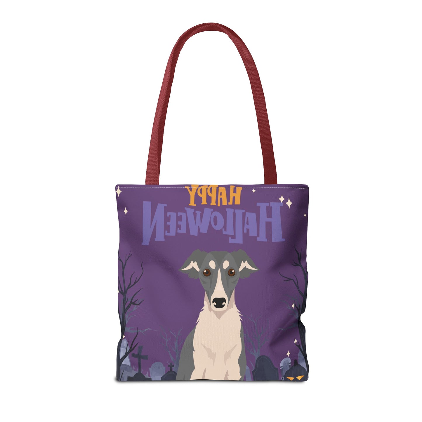Silken Windhound Dog Happy Halloween Tote Bag 16x16