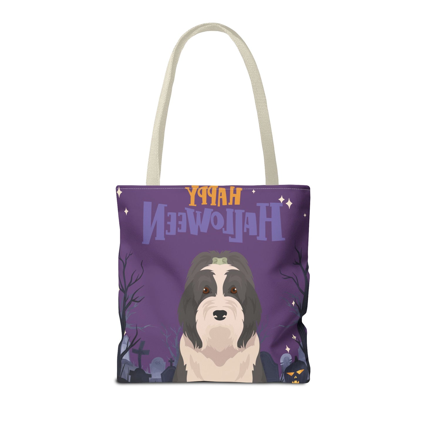 Bearded Collie Dog Happy Halloween Tote Bag 16x16