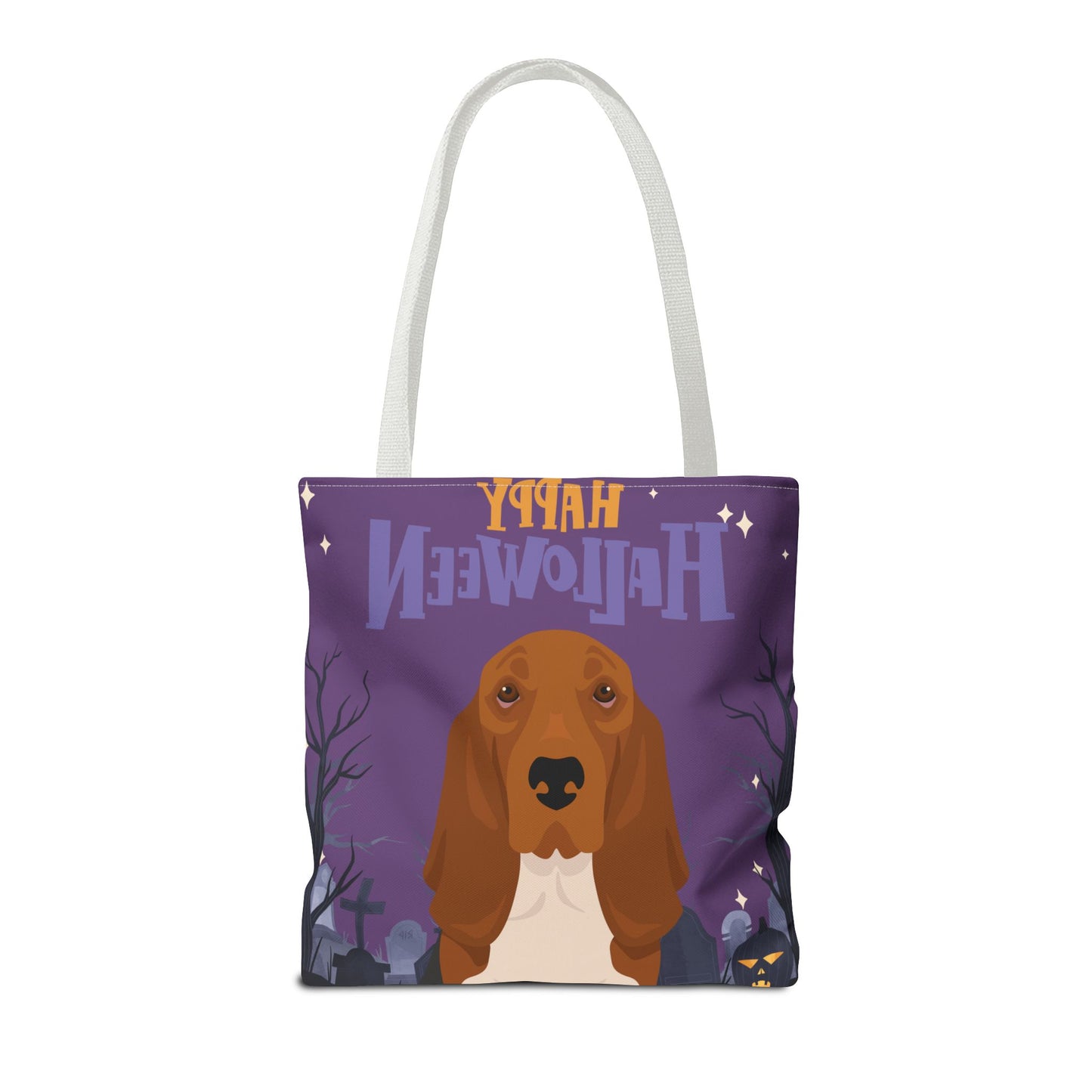 Basset Hound Dog Happy Halloween Tote Bag 16x16
