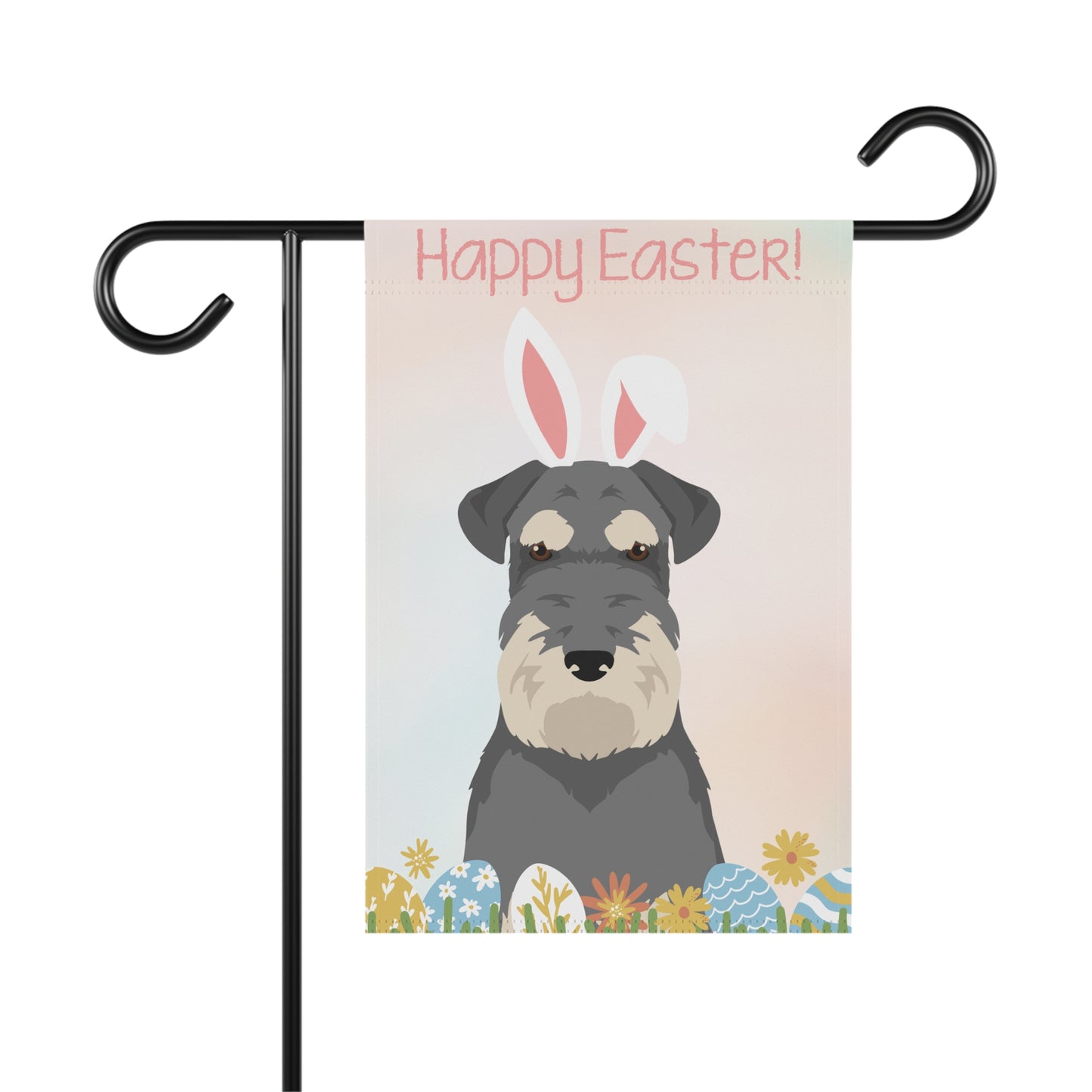 Schnauzer Dog Happy Easter Garden Flag