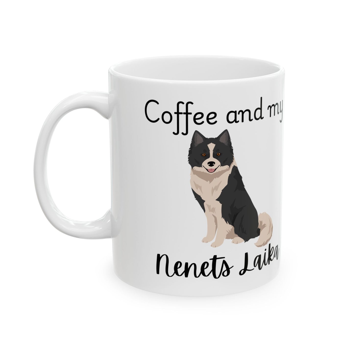 Coffee and My Nenets Laika Ceramic Mug | Dog Lover Gift, Pet Owner Cup, Cute Mug for Dog Moms, Funny Mug for Coffee Lovers