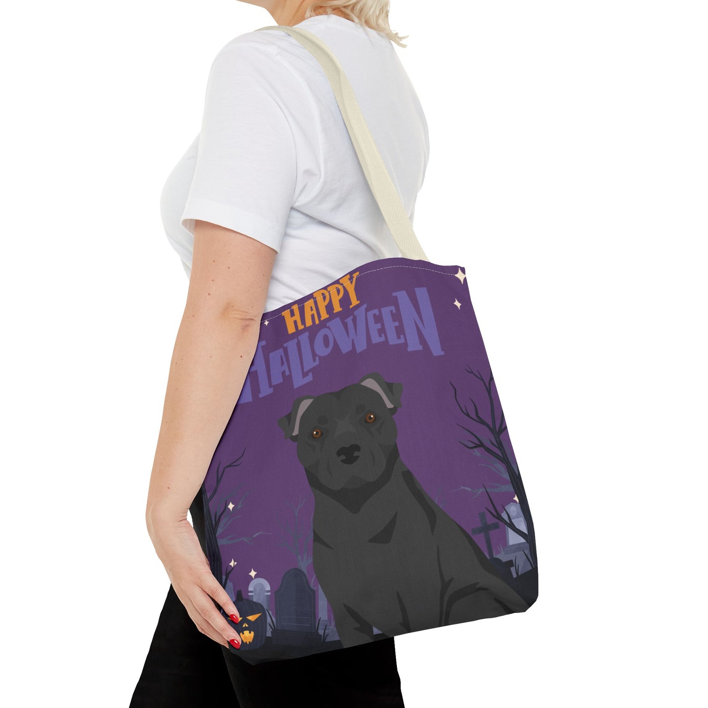 Staffordshire Bull Terrier Dog Happy Halloween Tote Bag 16x16