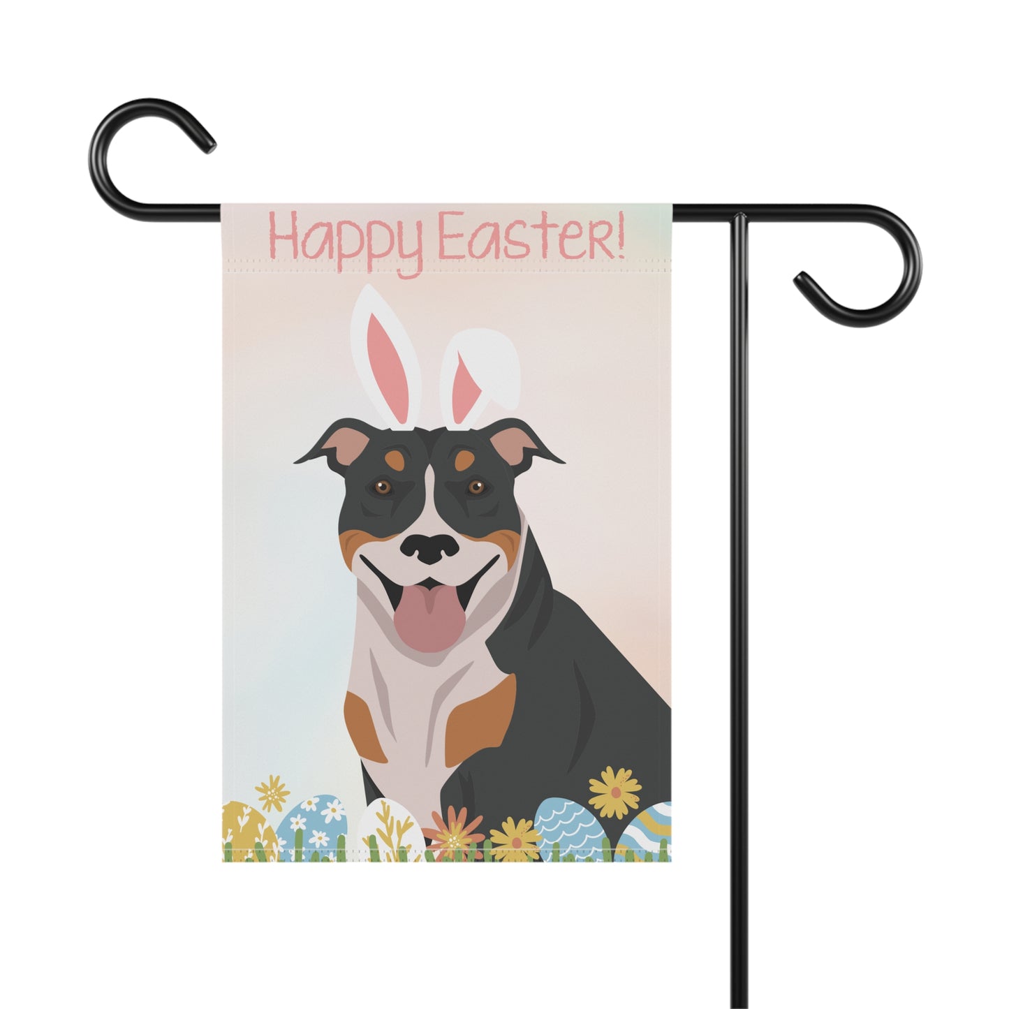 American Pitbull Terrier Dog Happy Easter Garden Flag