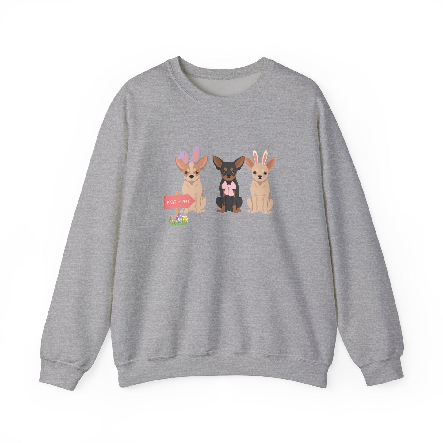 Chihuahua Dog Easter Unisex Heavy Blend Crewneck Sweatshirt, easter, Cute Dog Mom Gift