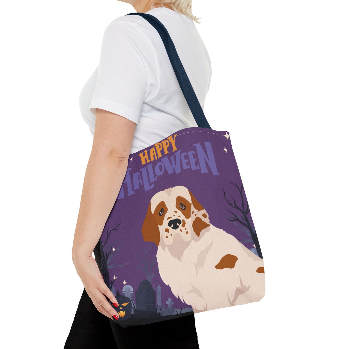 Clumber Spaniel Dog Happy Halloween Tote Bag 16x16