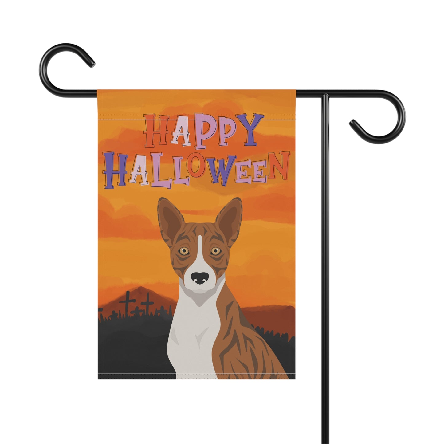 Basenji Dog Halloween Garden Flag