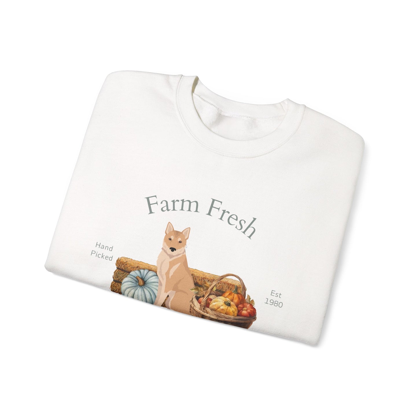 Korean Jindo Dog Fall Farm Fresh Unisex Heavy Blend Crewneck Sweatshirt