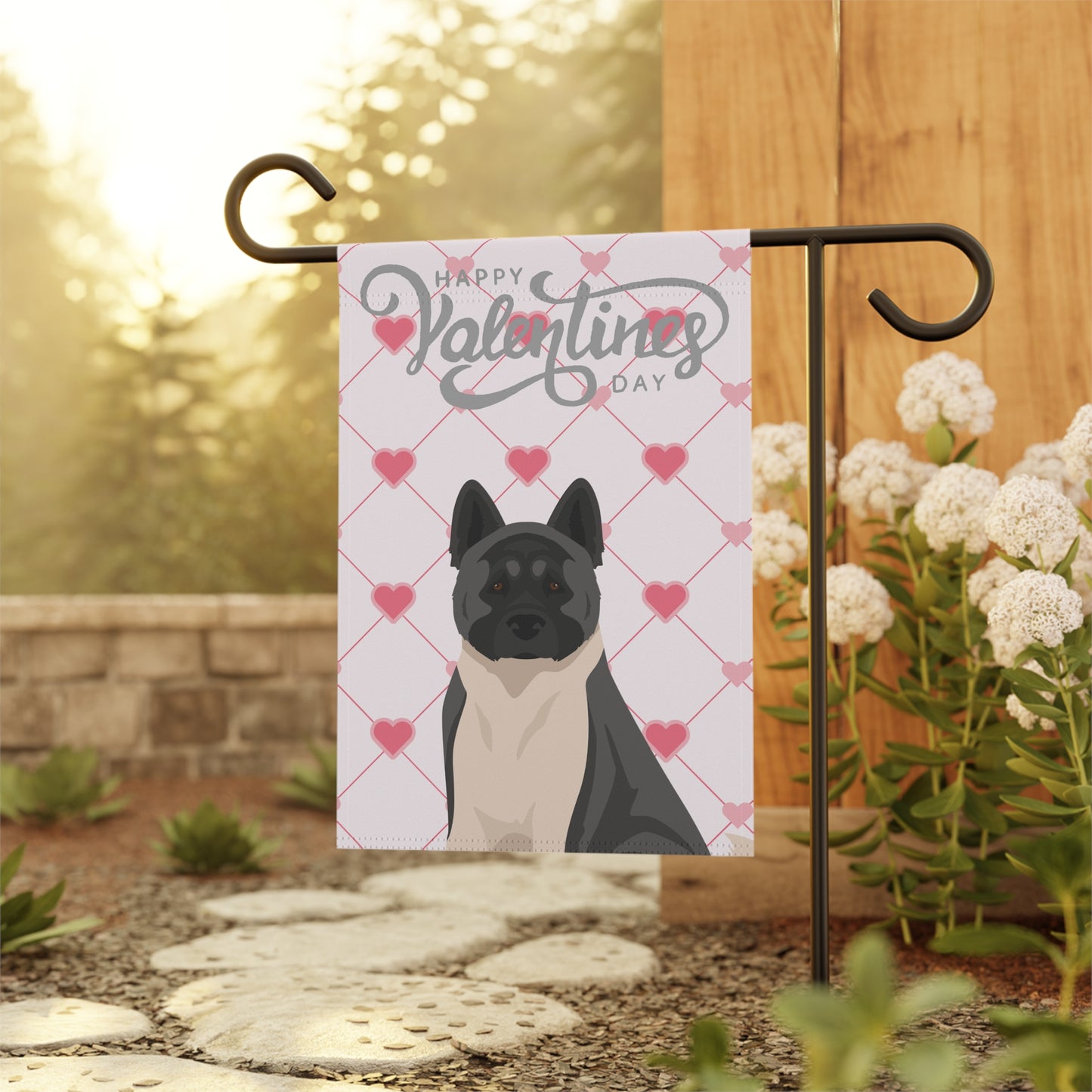 American Akita Dog Valentines Day Garden Flag