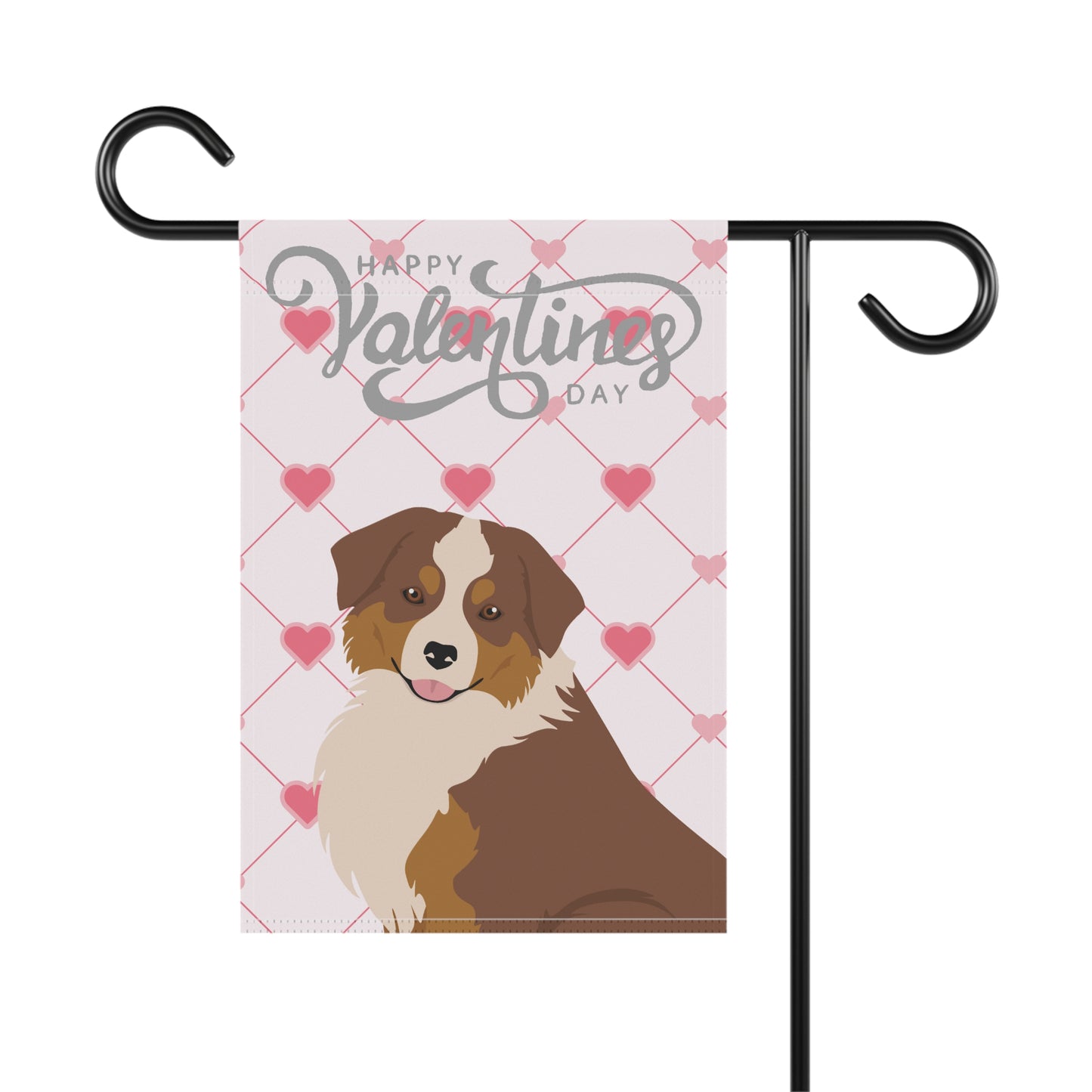 Mini American Shepherd Dog Valentines Day Garden Flag