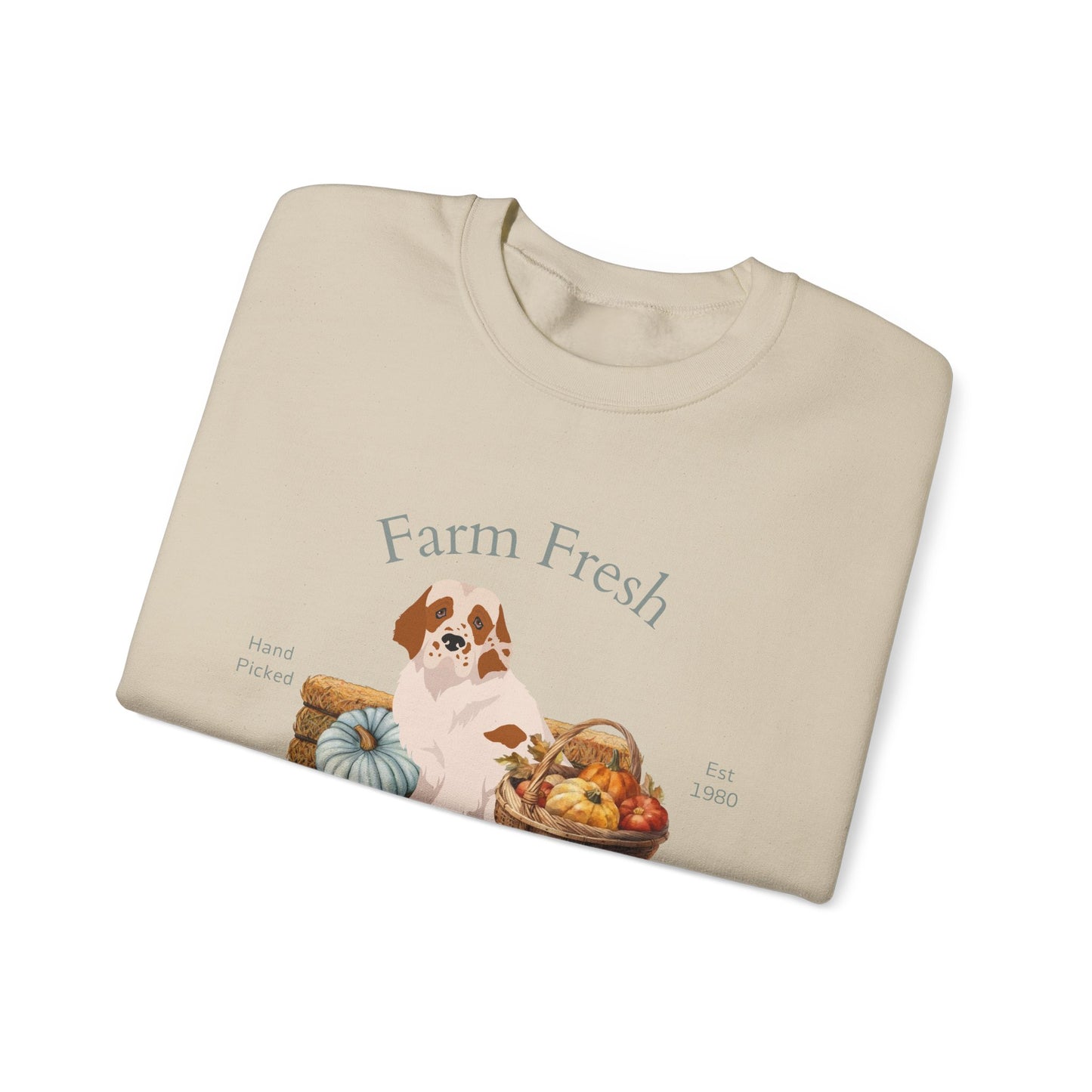 Clumber Spaniel Dog Fall Farm Fresh Unisex Heavy Blend Crewneck Sweatshirt