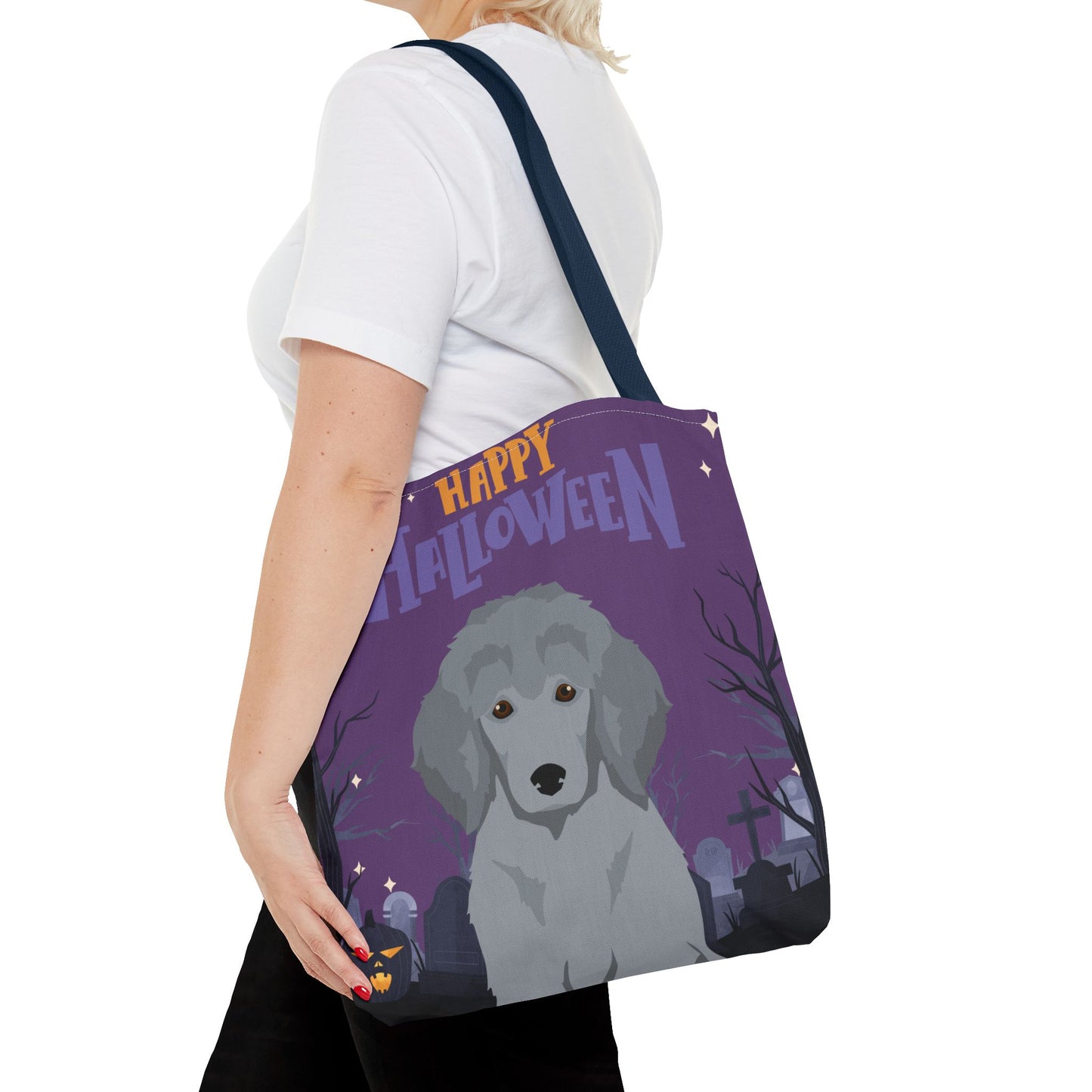 Poodle Dog Happy Halloween Tote Bag 16x16
