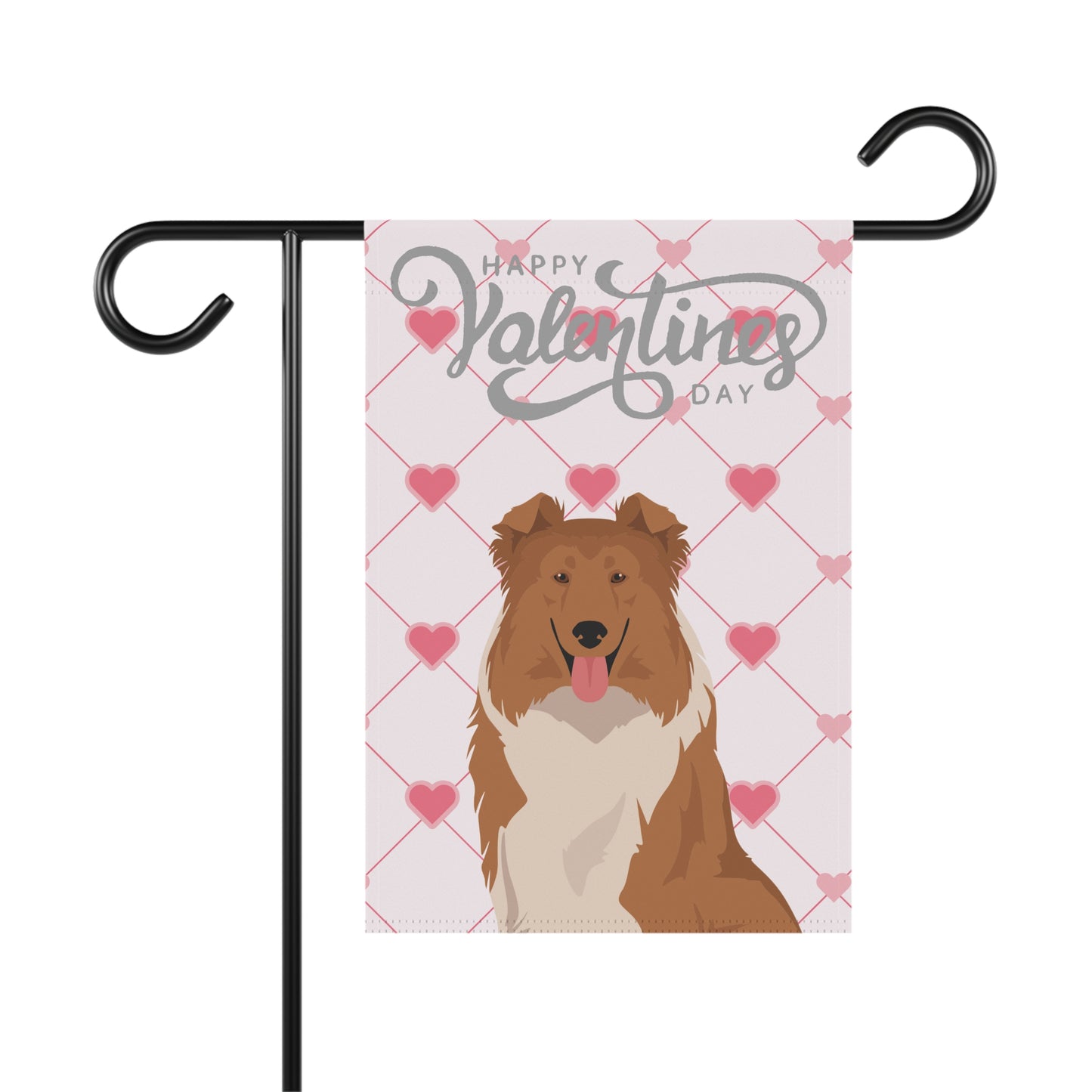 Collie Dog Valentines Day Garden Flag