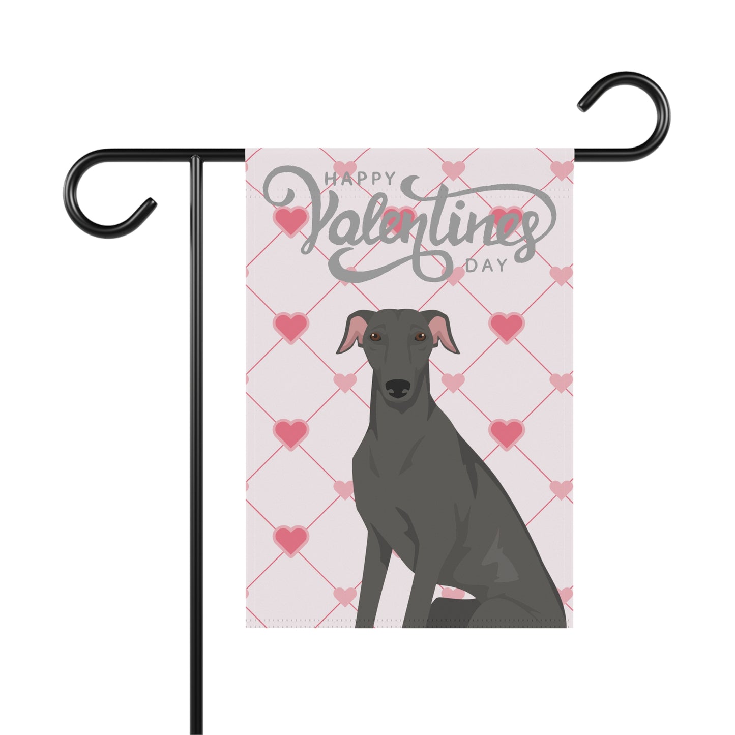 Greyhound Dog Valentines Day Garden Flag