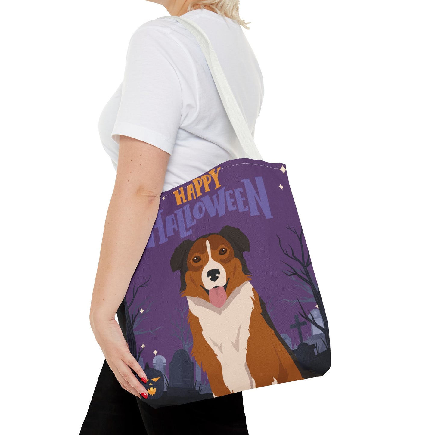 English Shepherd Dog Happy Halloween Tote Bag 16x16