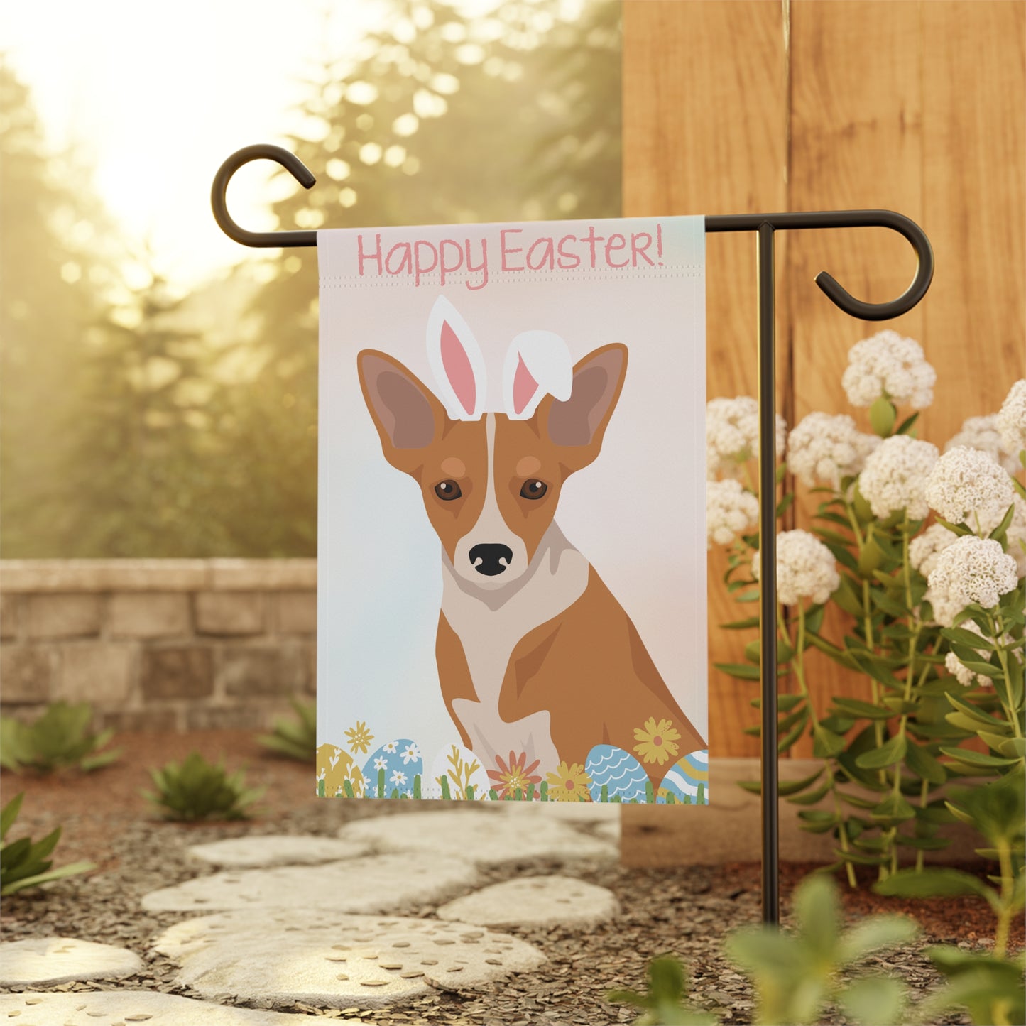 Portuguese Podengo Dog Happy Easter Garden Flag