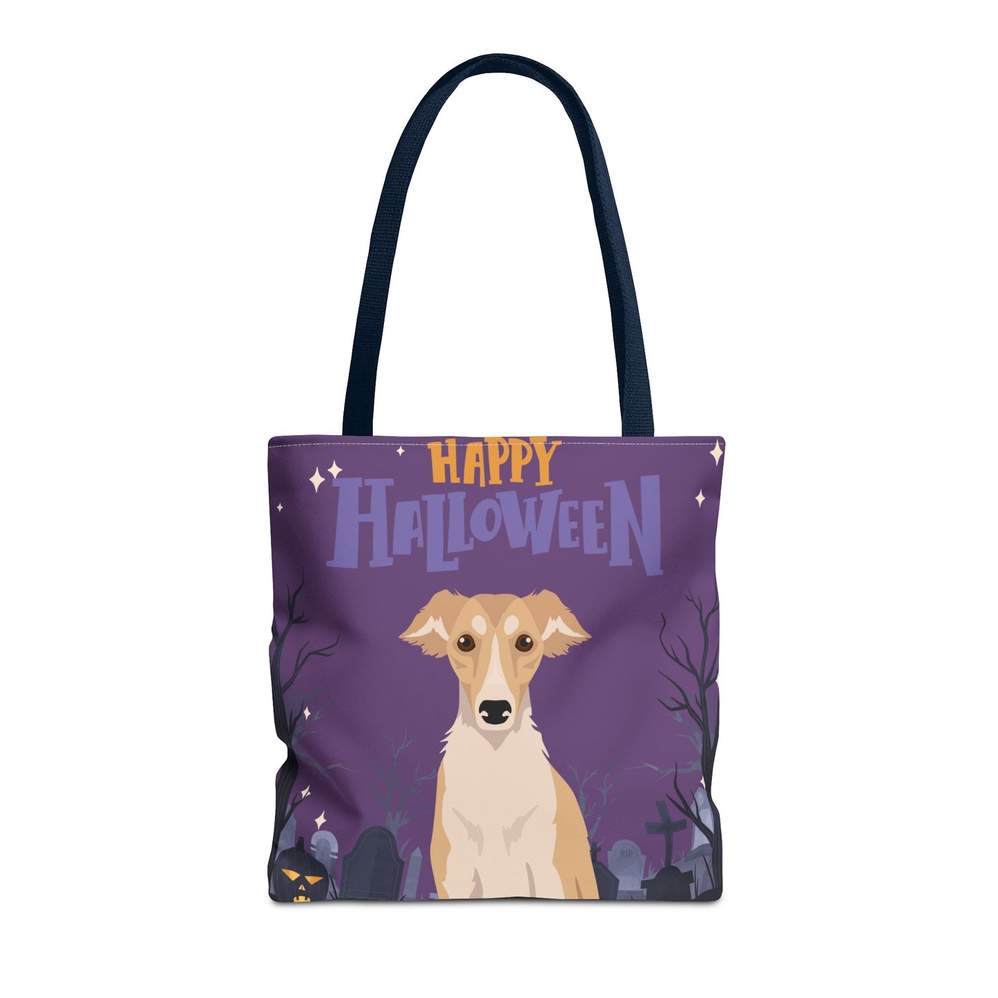Silken Windhound Dog Happy Halloween Tote Bag 16x16