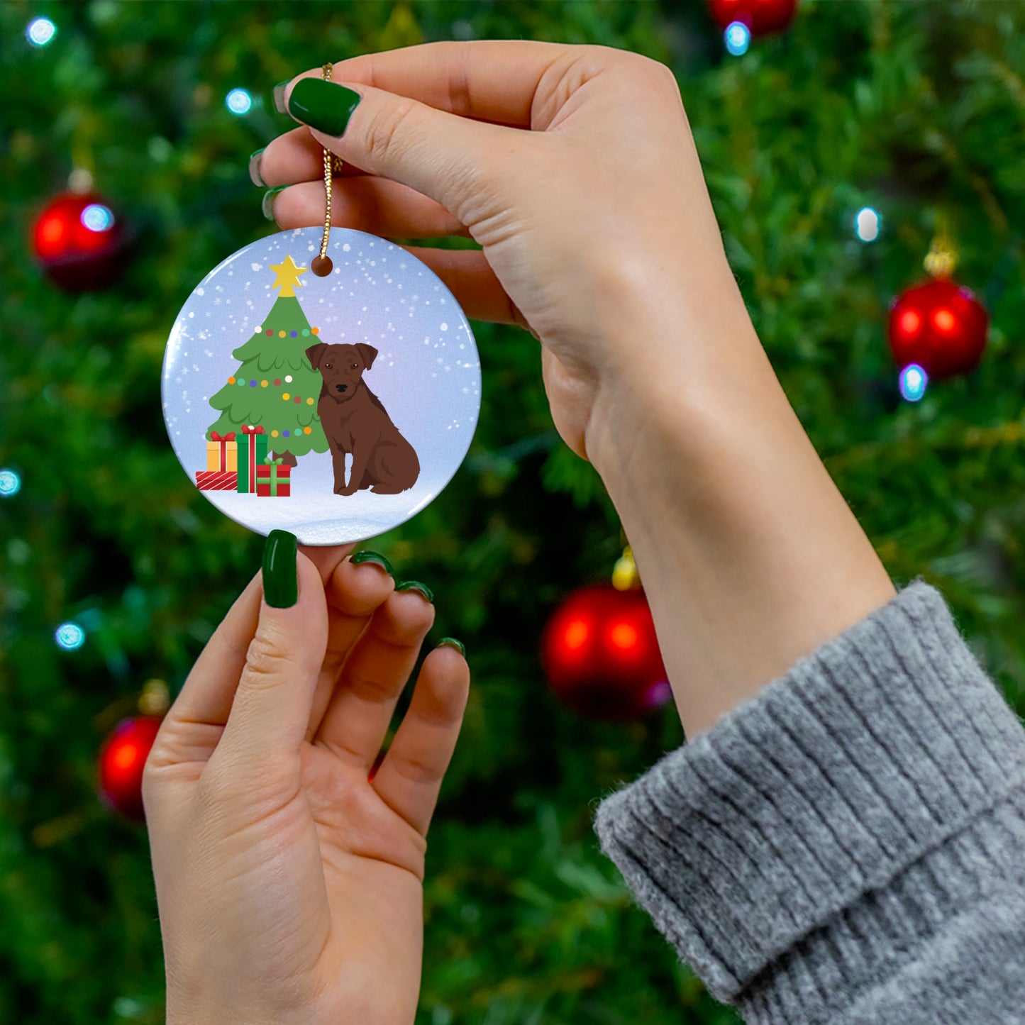 Patterdale Terrier Dog Christmas Ceramic Ornament