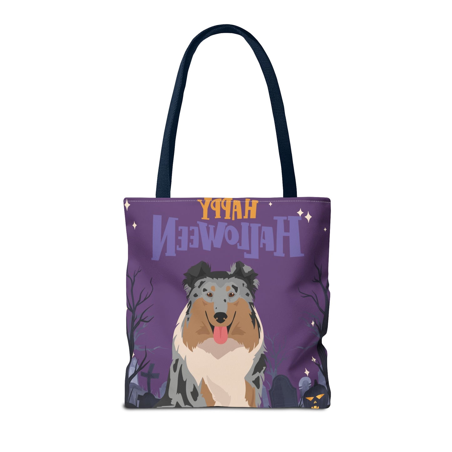 Collie Dog Happy Halloween Tote Bag 16x16