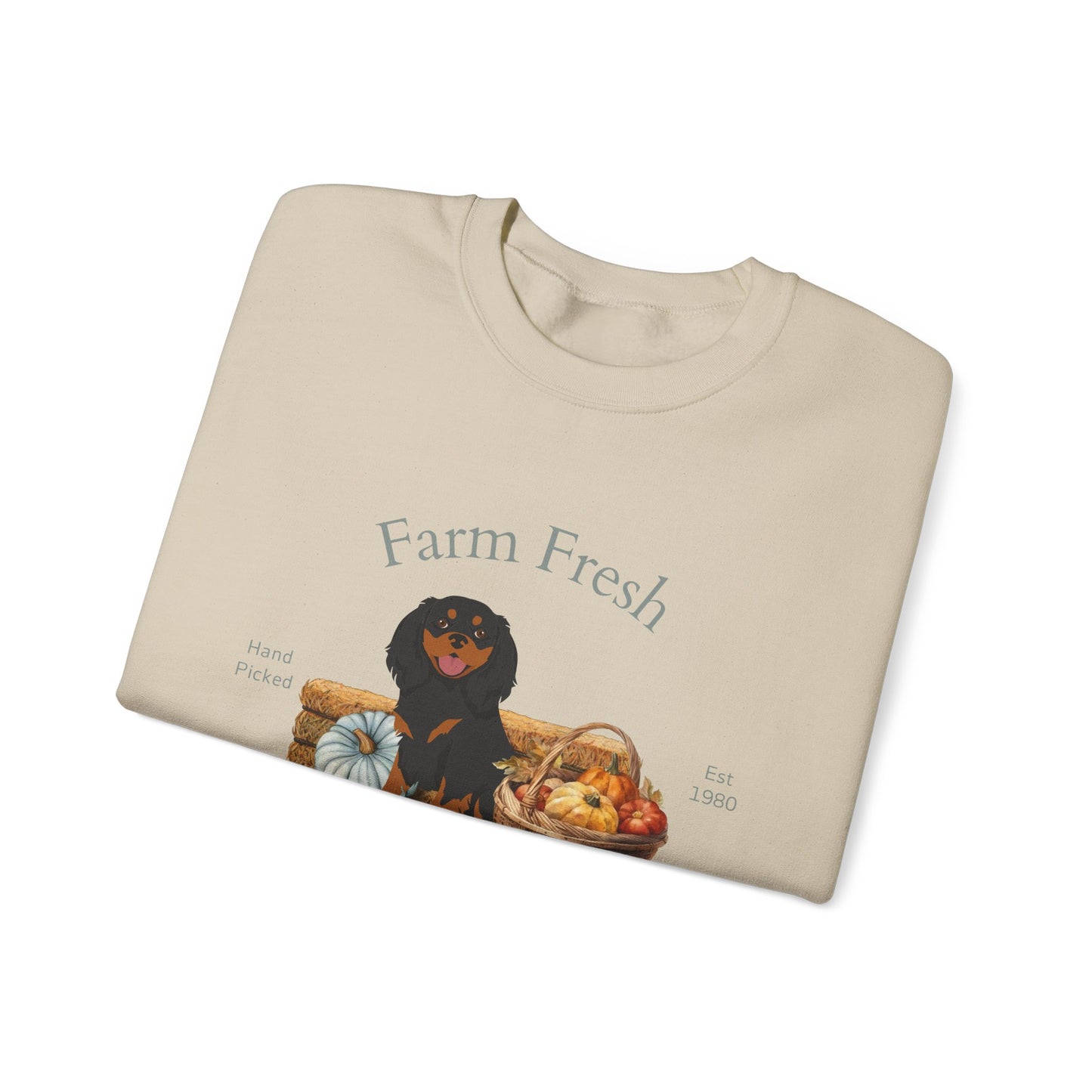 Cavalier King Charles Spaniel Dog Fall Farm Fresh Unisex Heavy Blend Crewneck Sweatshirt