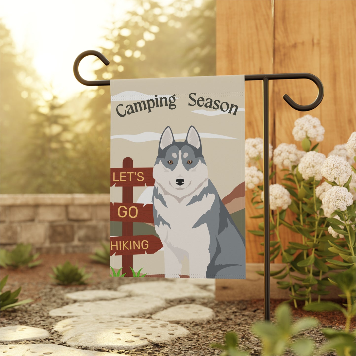 Siberian Husky Dog Camping Garden Flag
