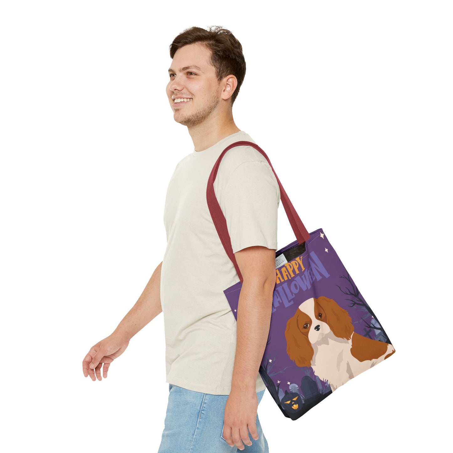 Cavalier King Charlre Spaniel Dog Happy Halloween Tote Bag 16x16