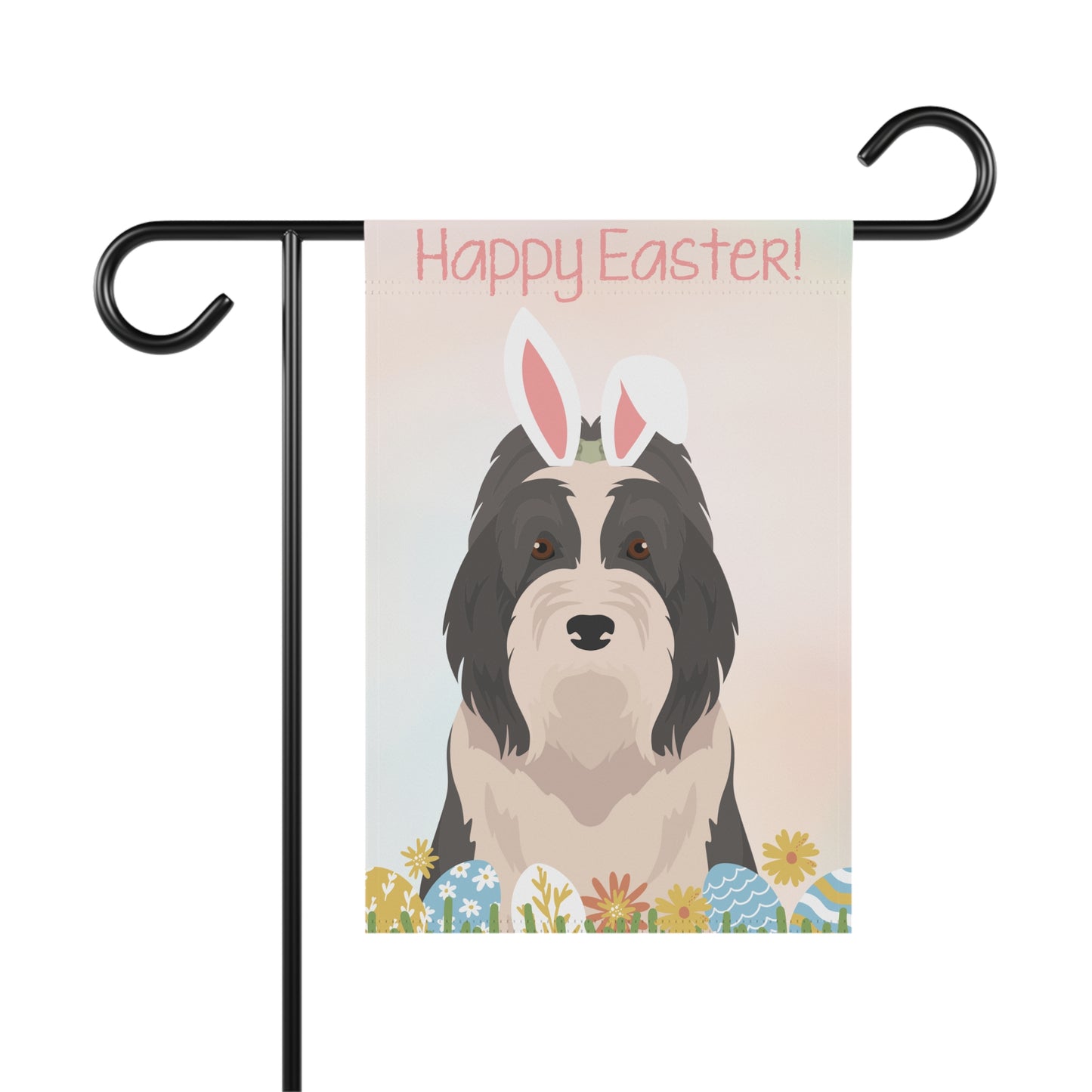 Bearded Collie Dog Happy Easter Garden Flag