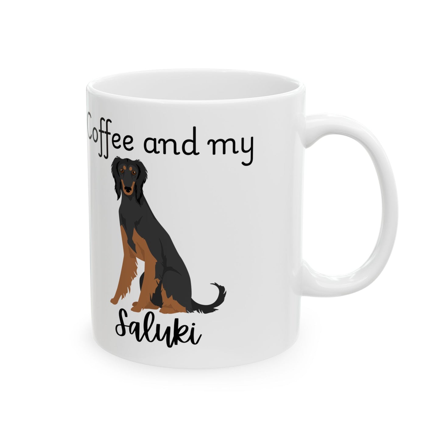 Coffee and My Saluki Ceramic Mug | Dog Lover Gift, Pet Owner Cup, Cute Mug for Dog Moms, Funny Mug for Coffee Lovers